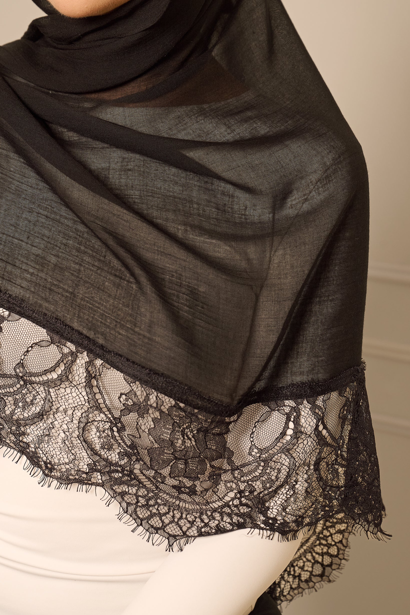 Lace Modal Shawl - Shades of Black - Image 5