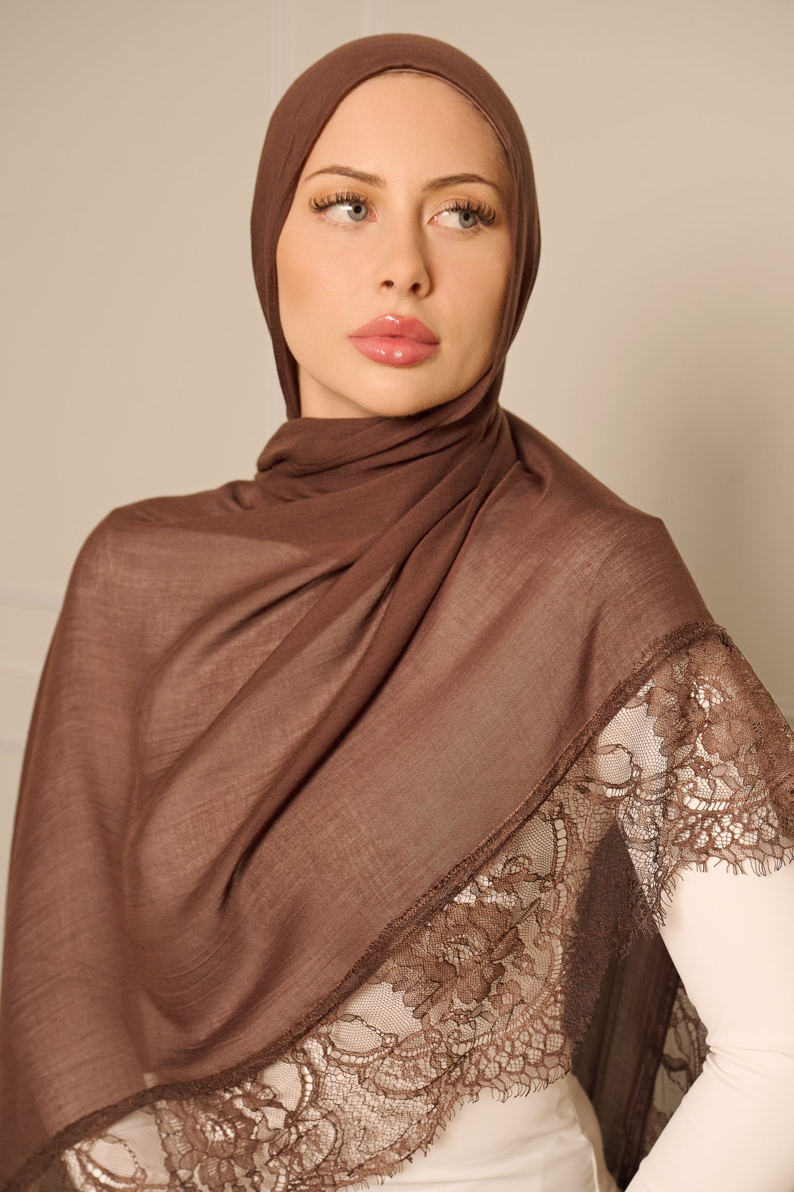 Lace Modal Shawl - Shades of Brown - Image 2