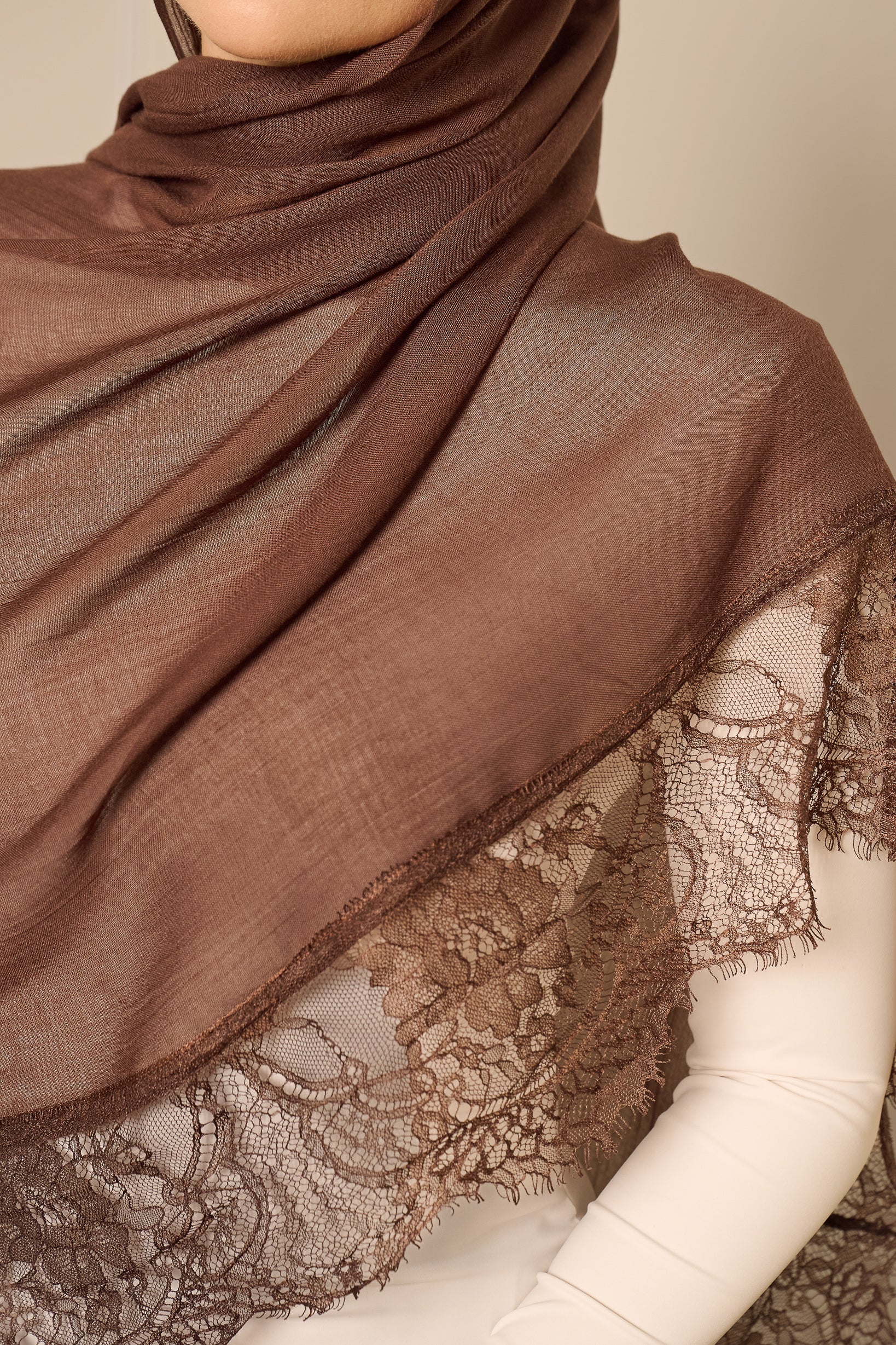 Lace Modal Shawl - Shades of Brown - Image 5