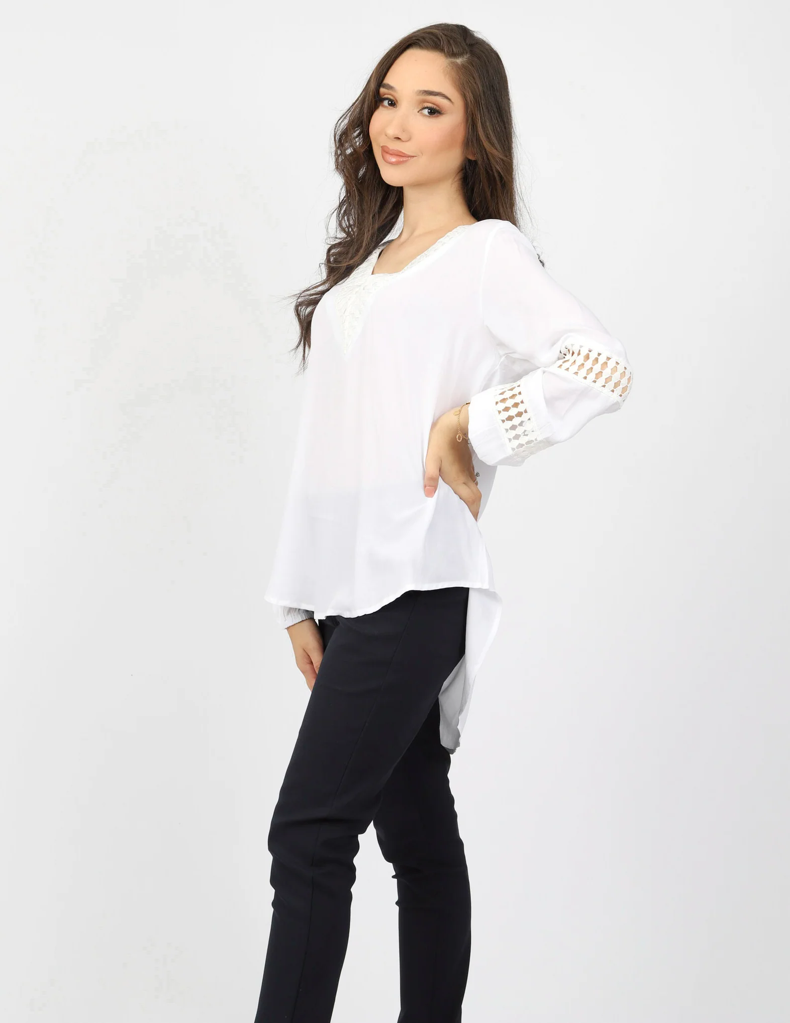 Lace Trim V Blouse - Image 12