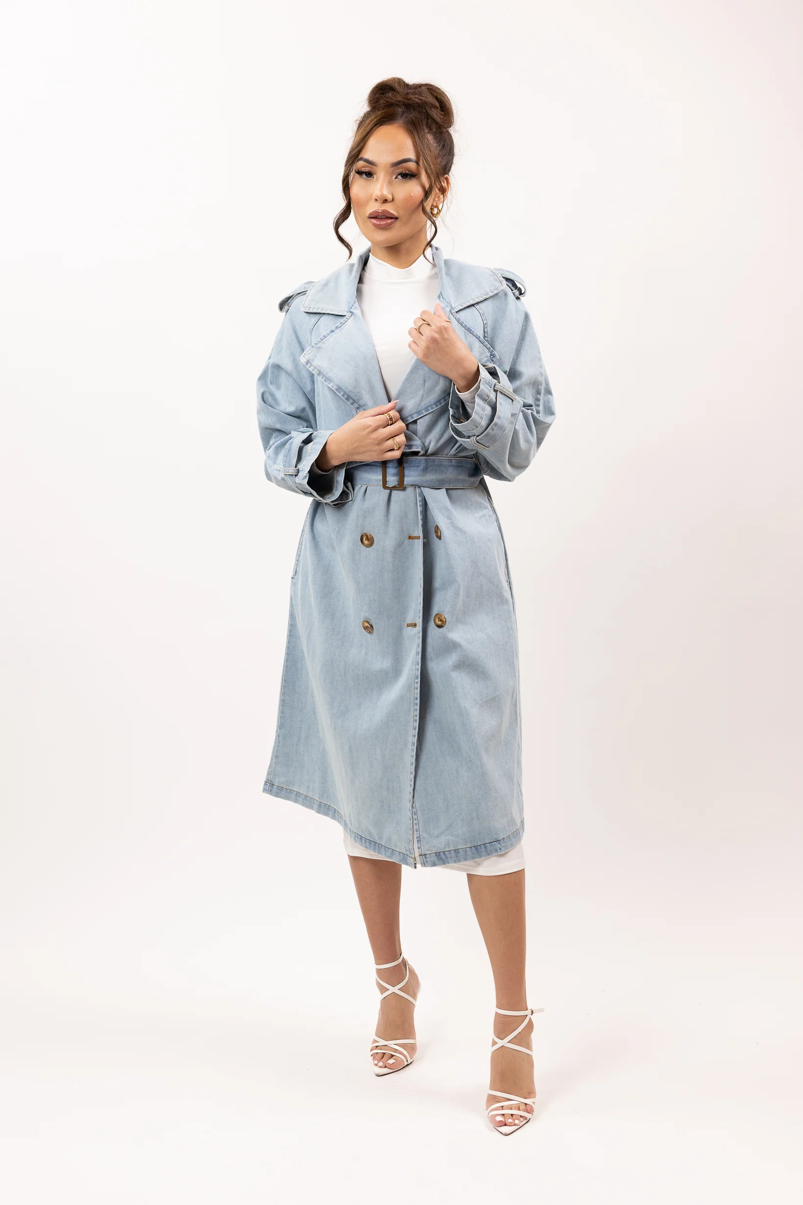 Light Denim Trench Coat - Image 3