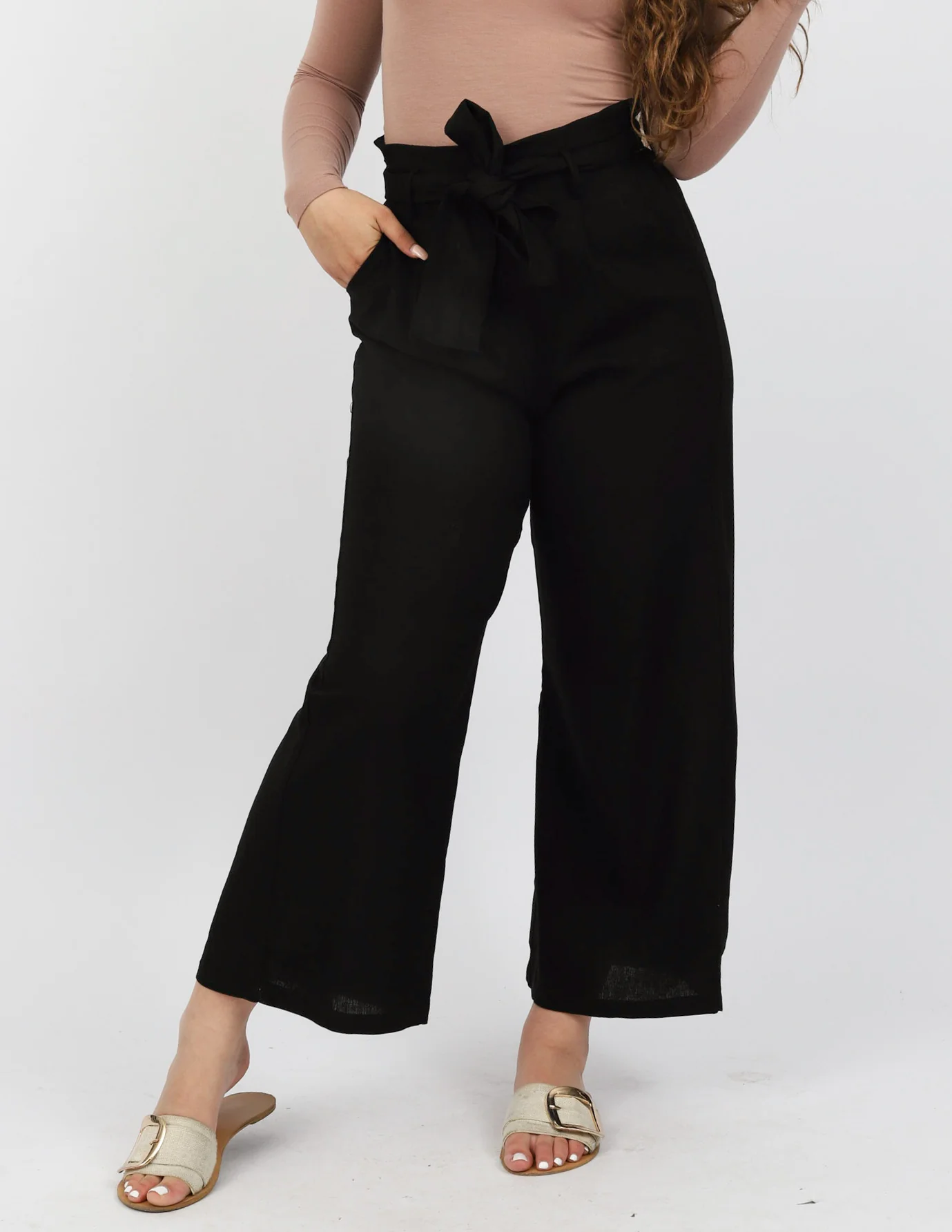 Linen Ruffle Top Pants Wide Leg - Image 8