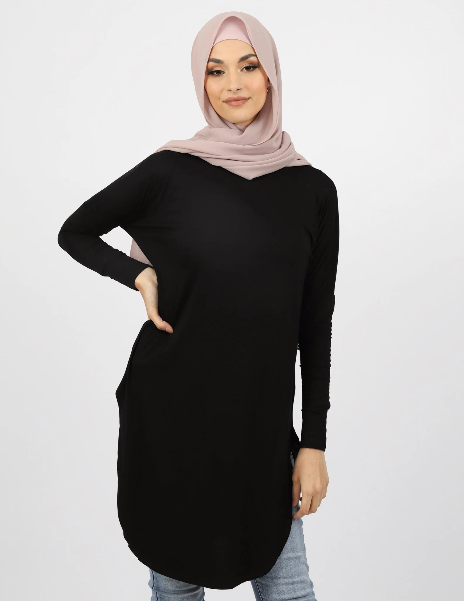Long Jersey Loop Top - Dark Shades - Image 3