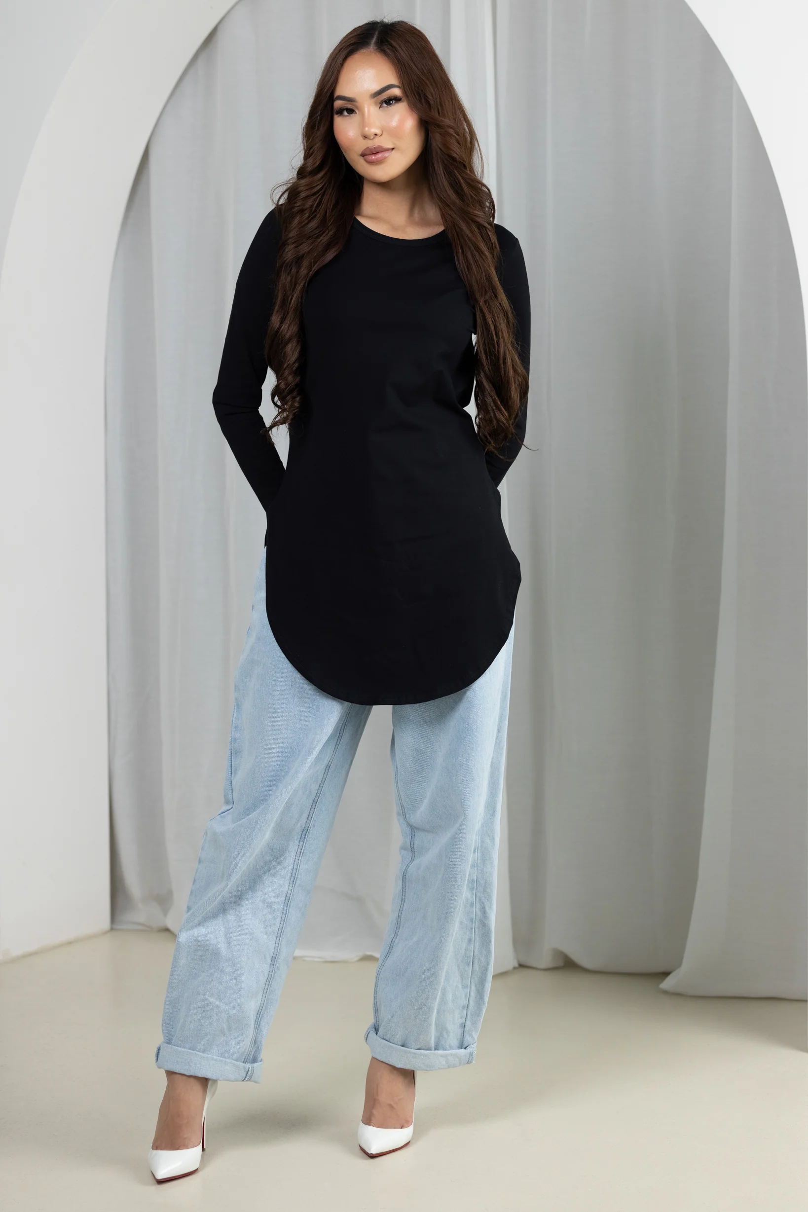 Loop Pocket Long Sleeve Top - Dark Shades - Image 3