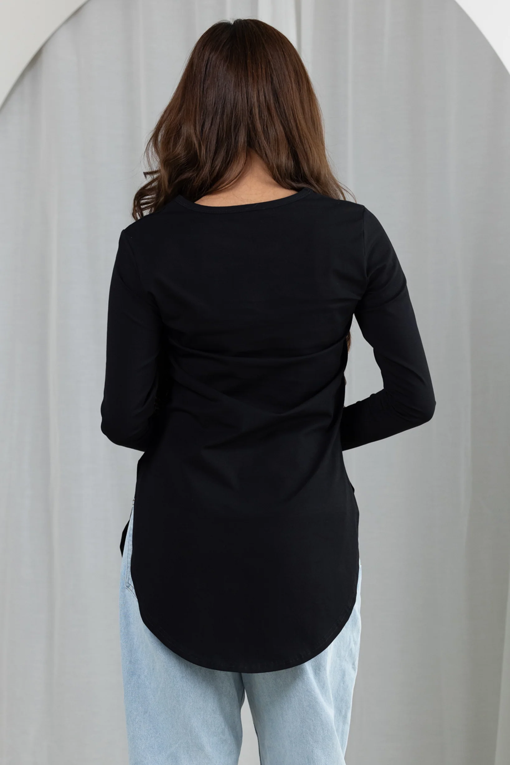 Loop Pocket Long Sleeve Top - Dark Shades - Image 4