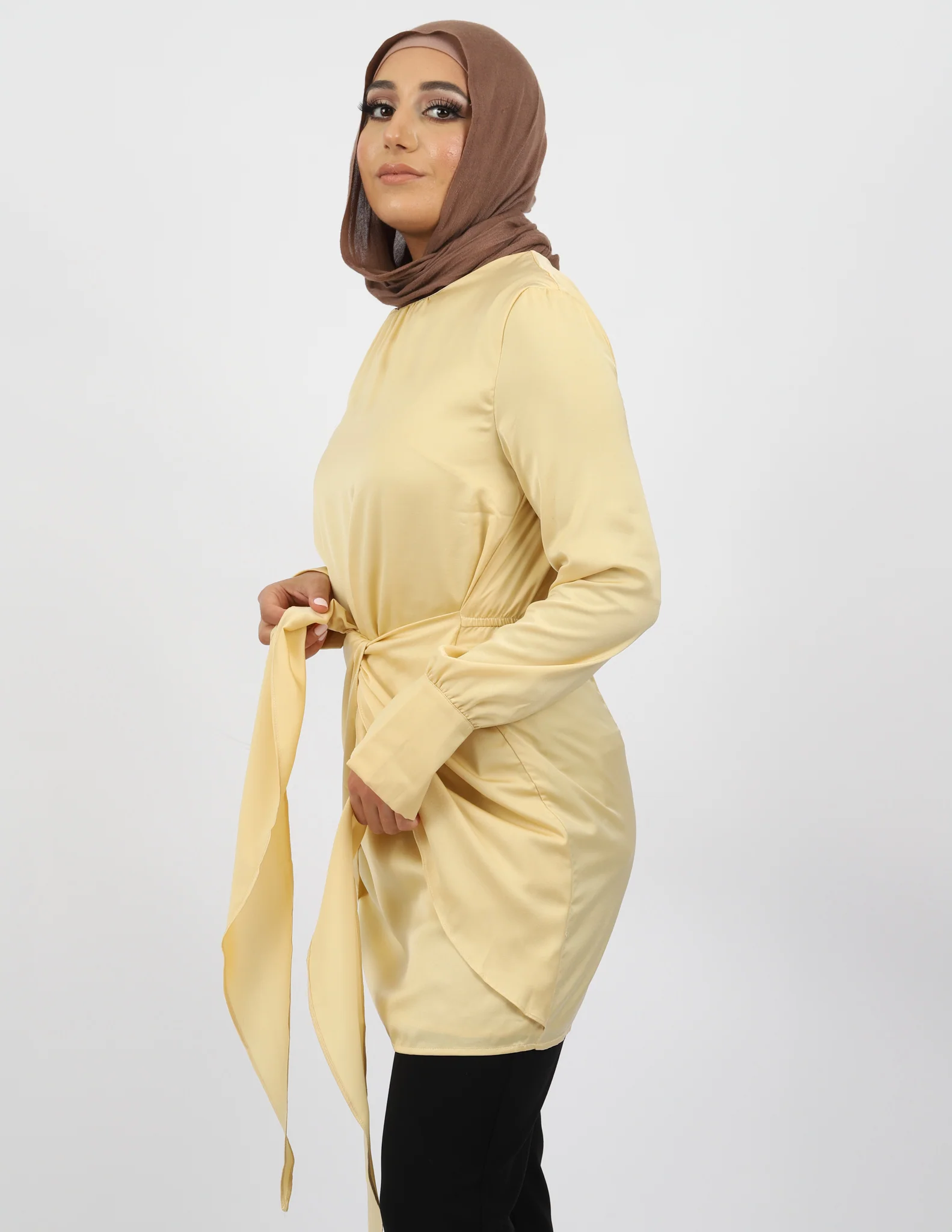 Lux Satin Tie Midi Dress - Image 11