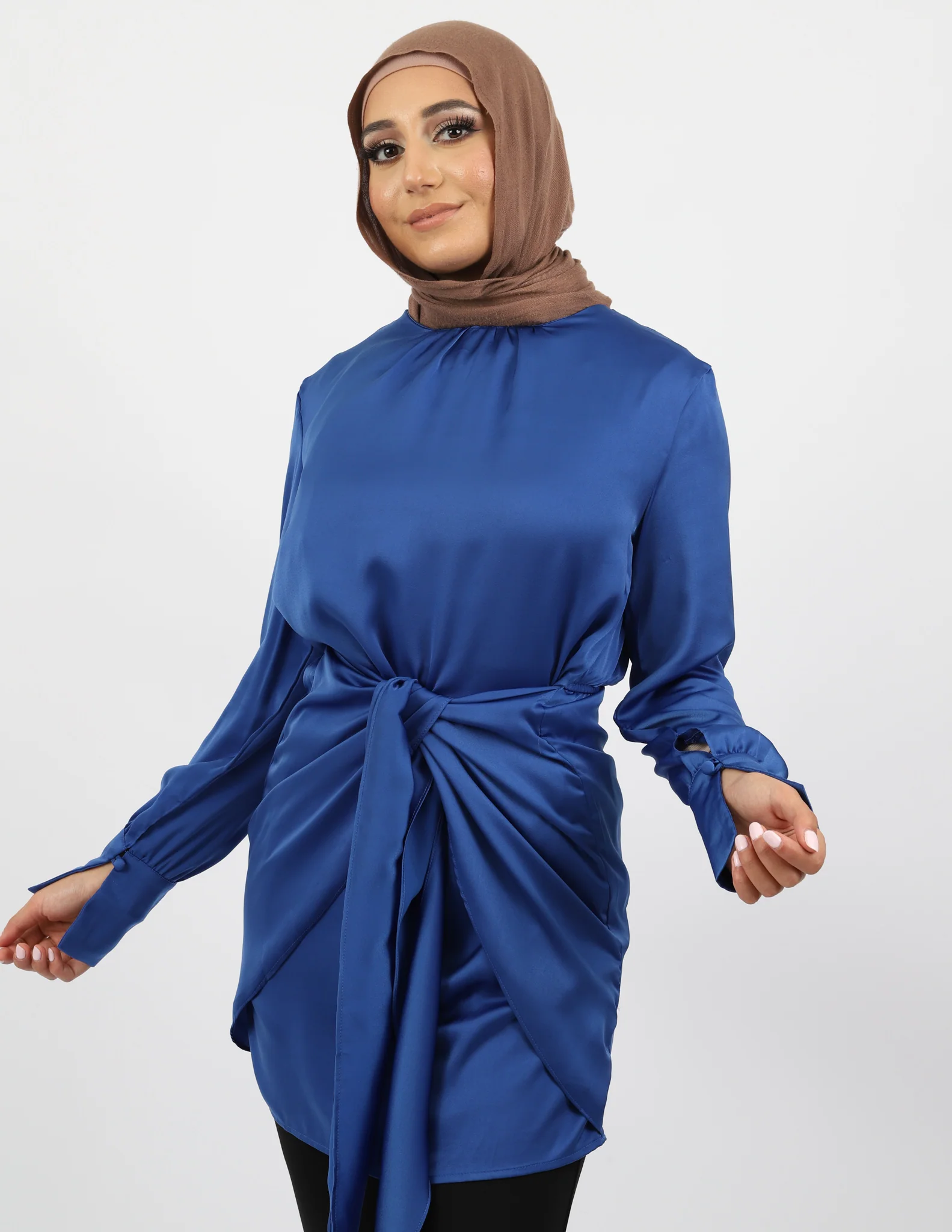 Lux Satin Tie Midi Dress - Image 3