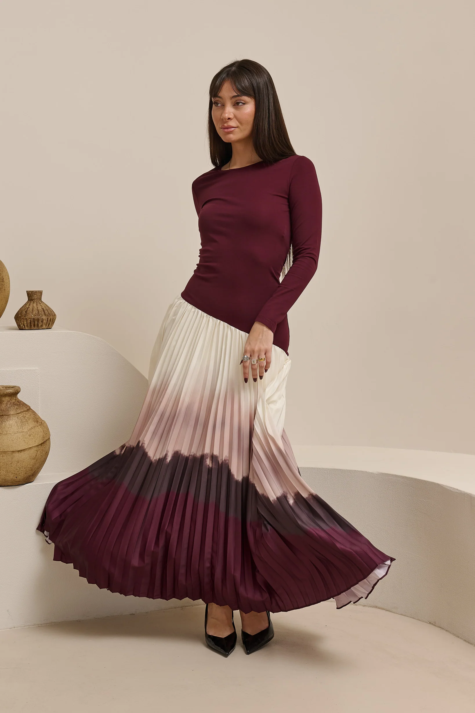 Miraj Ombre Pleat Dress - Image 6