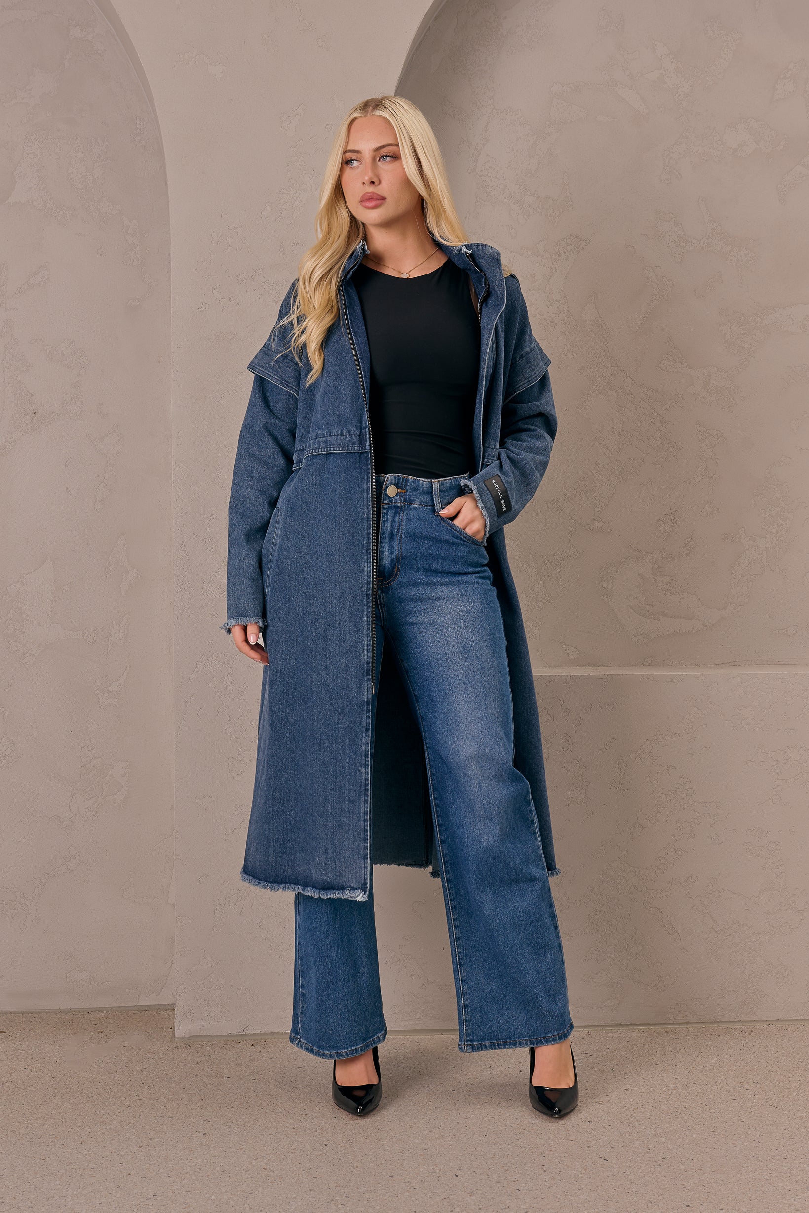 Modelle/Move Aurum Denim Trench - Image 3