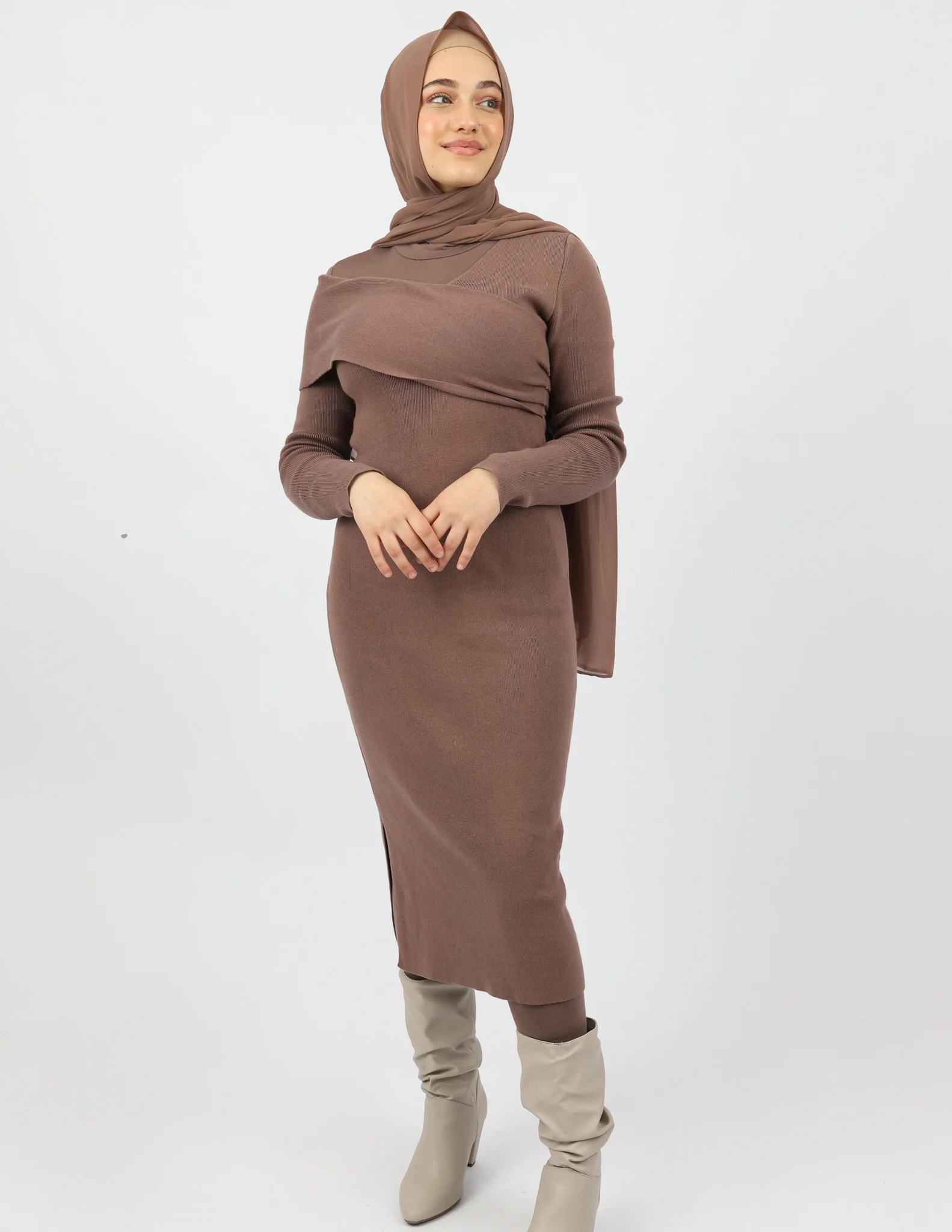 Off Shoulder Knit Dress - Image 6