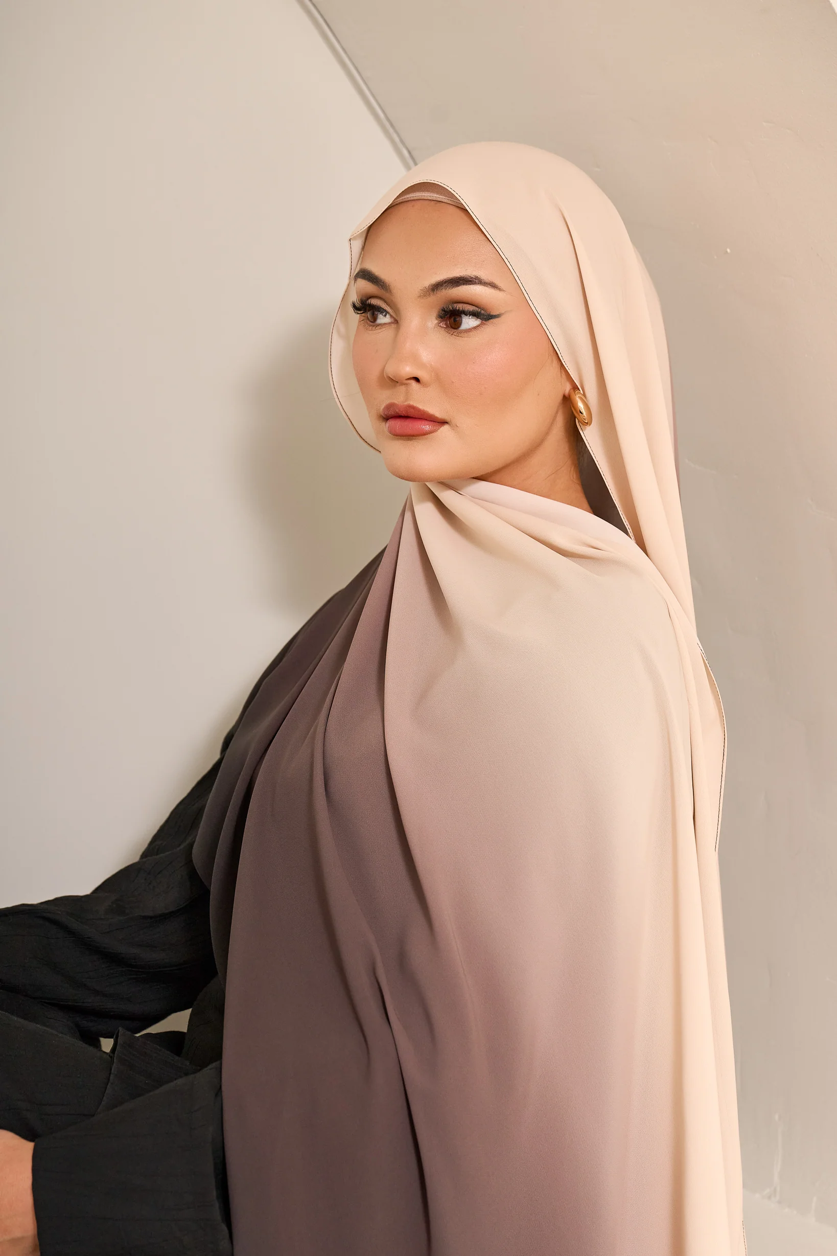 Ombre Chiffon Shawl - Shades of Black - Image 3