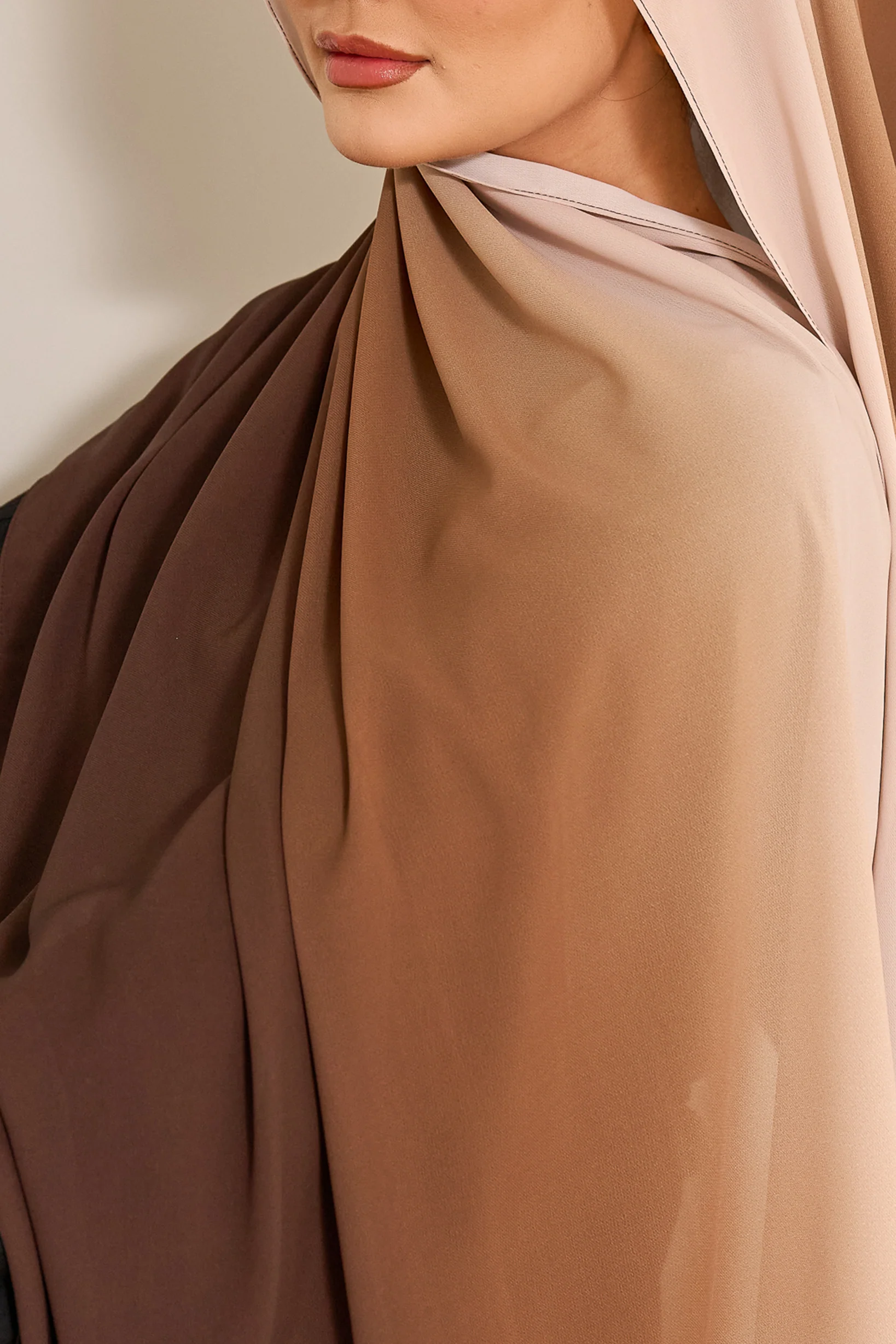 Ombre Chiffon Shawl - Shades of Brown - Image 2