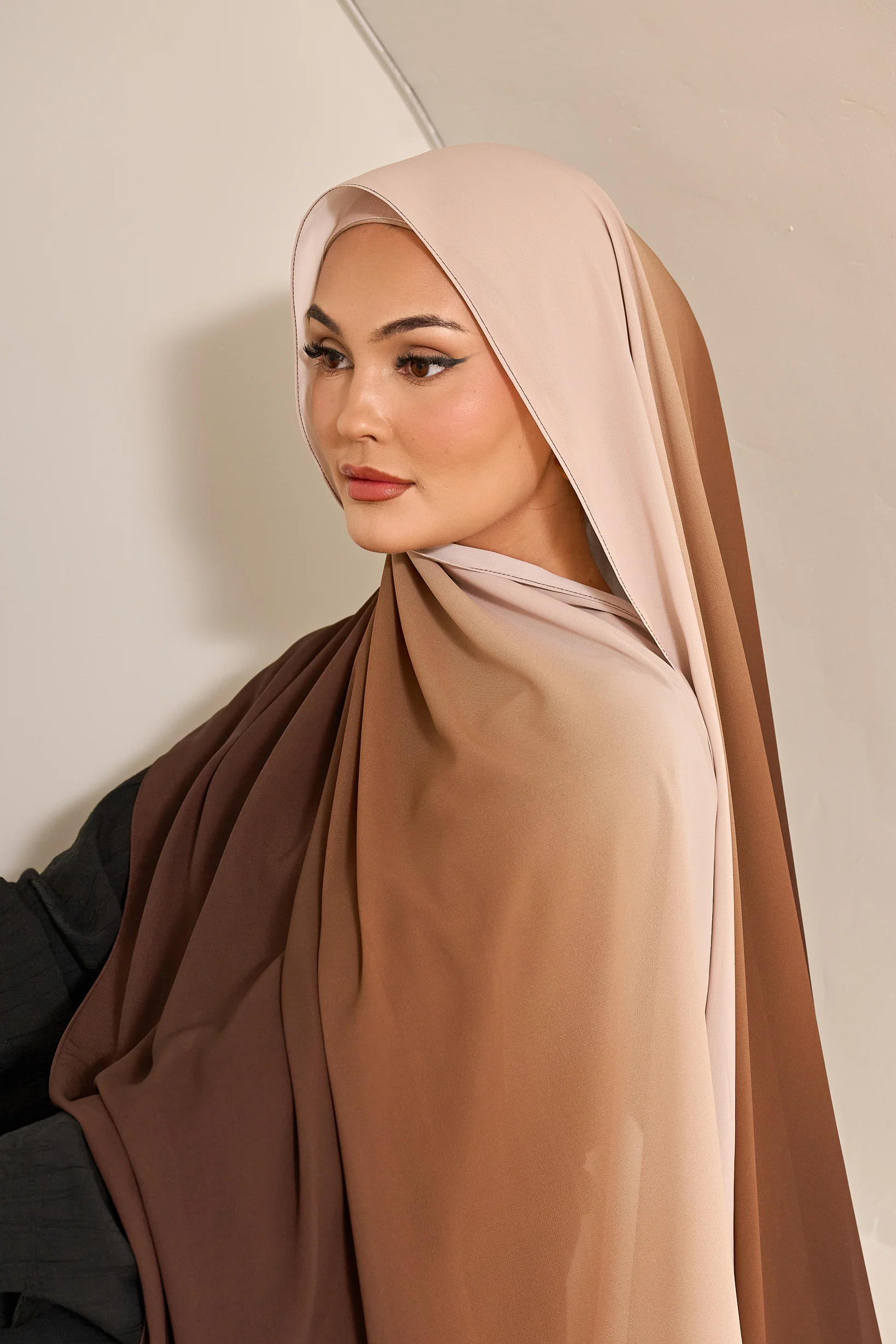 Ombre Chiffon Shawl - Shades of Brown - Image 3