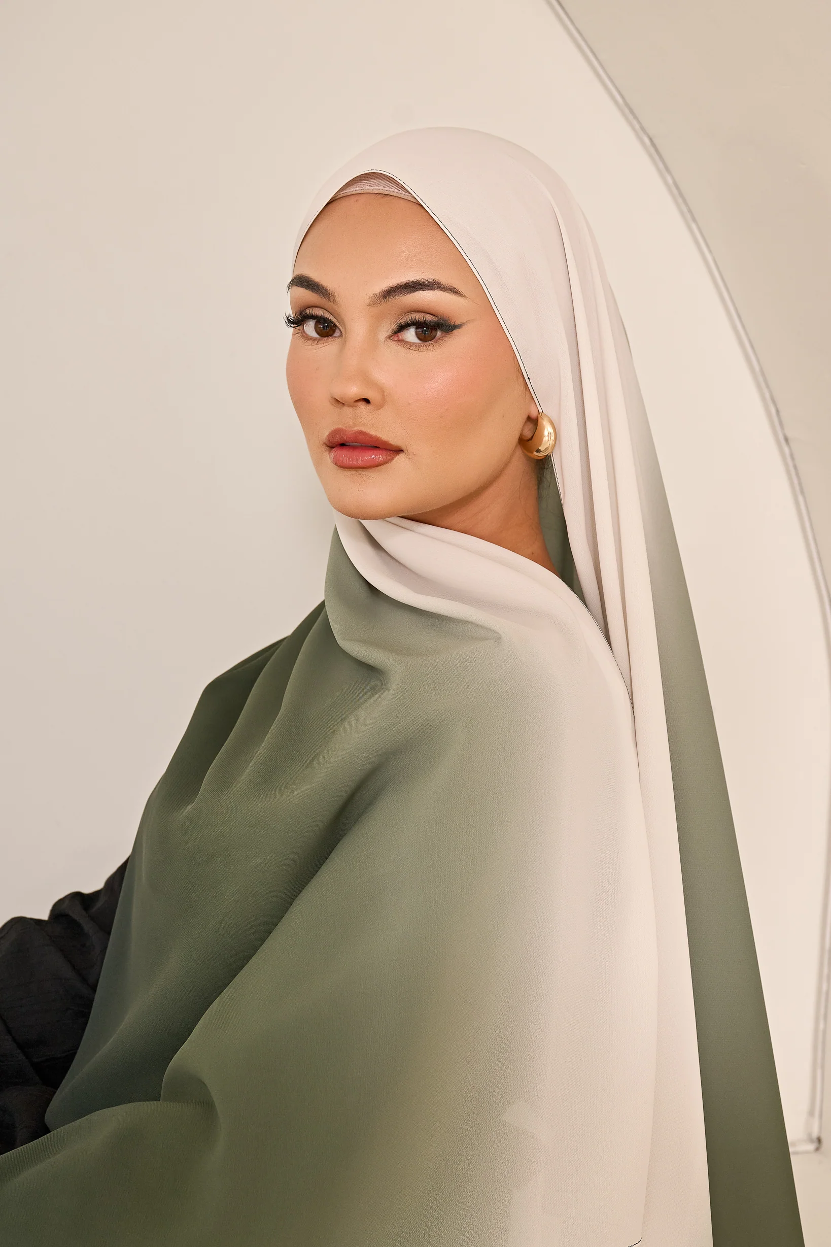 Ombre Chiffon Shawl - Shades of Green - Image 4