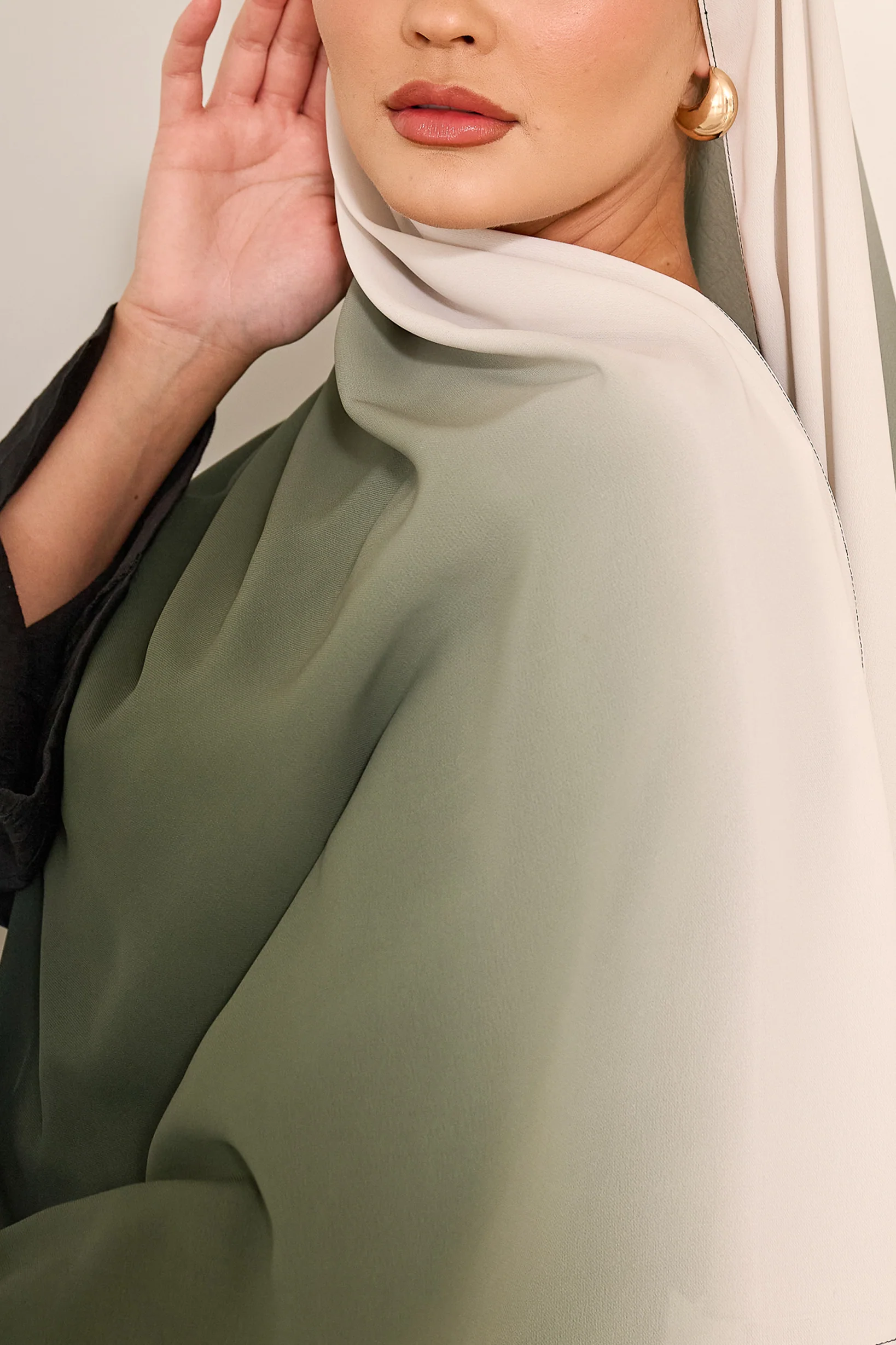 Ombre Chiffon Shawl - Shades of Green - Image 5