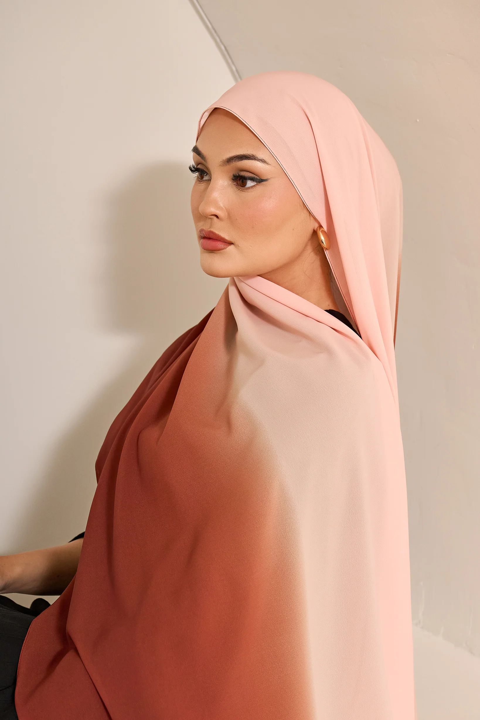 Ombre Chiffon Shawl - Shades of Orange - Image 3