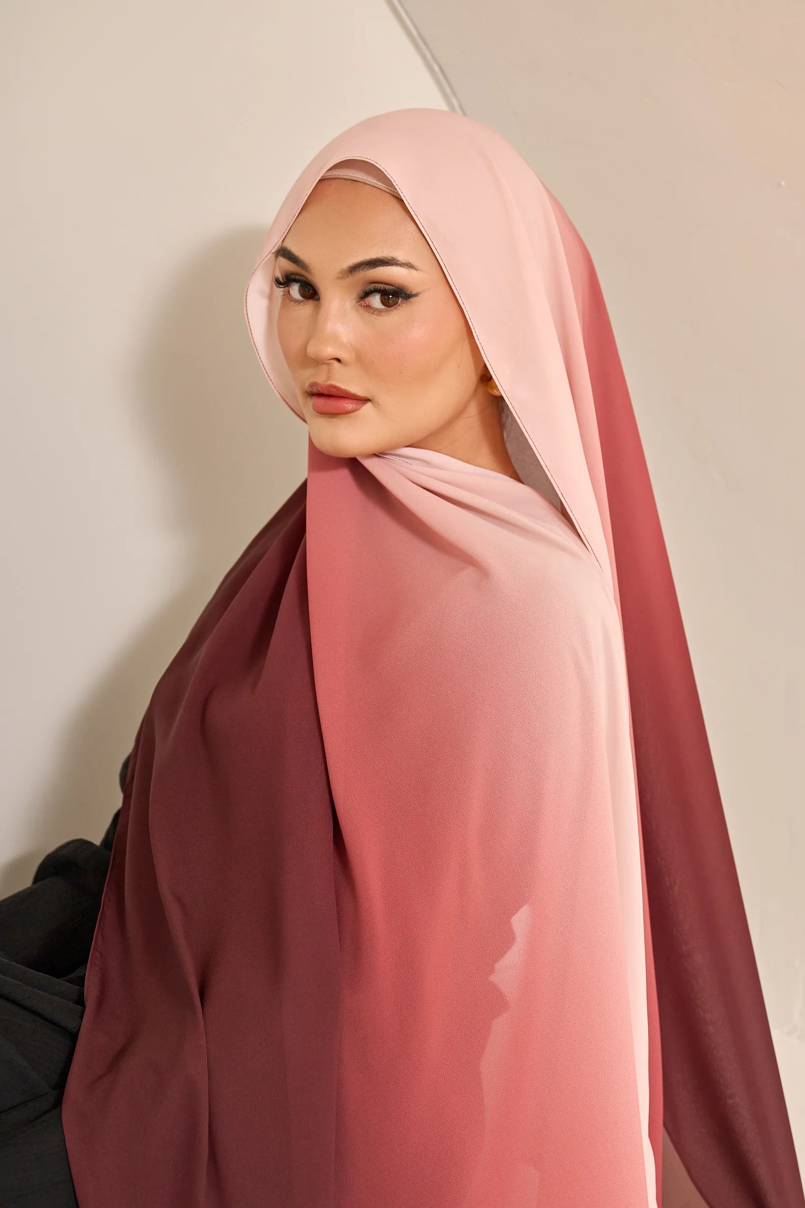 Ombre Chiffon Shawl - Shades of Orange - Image 4