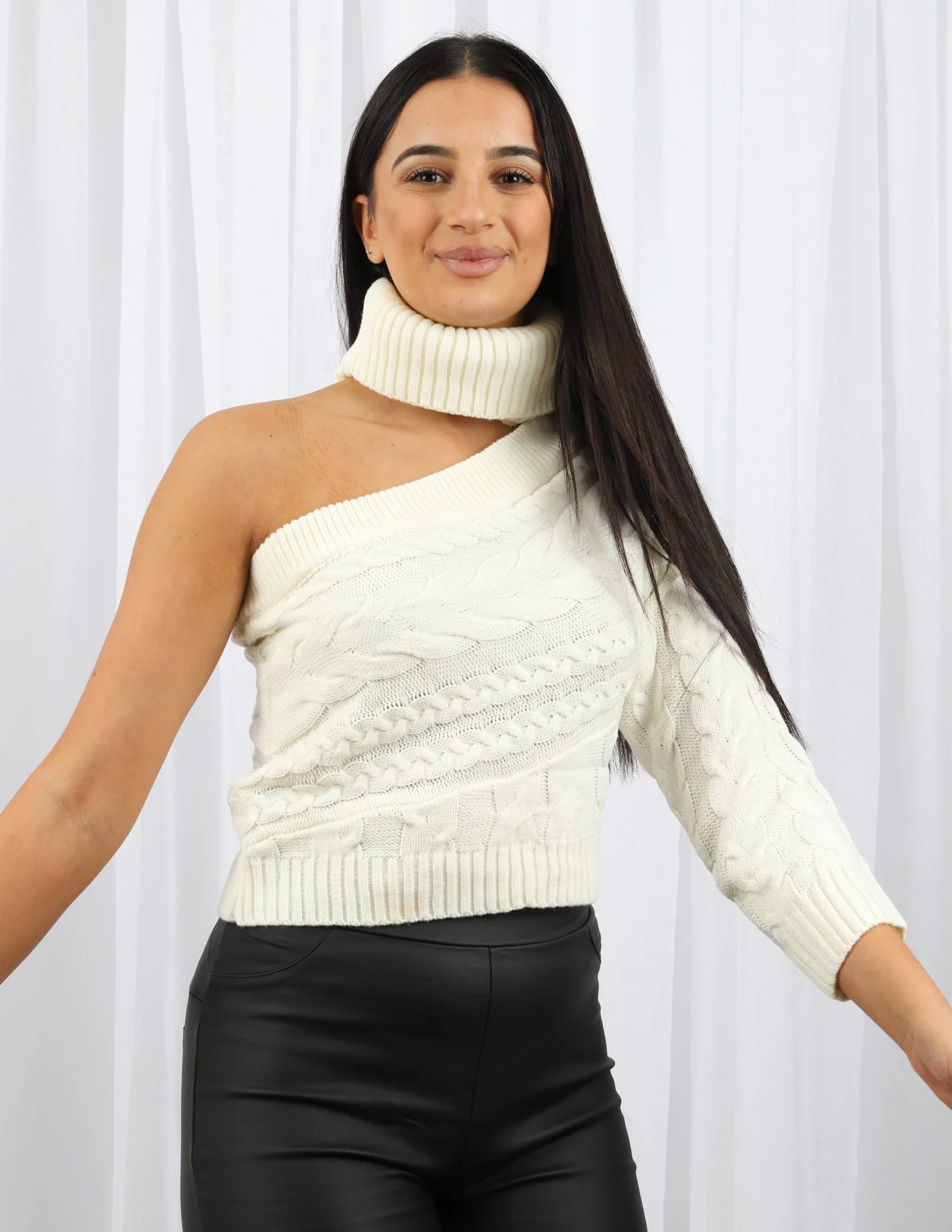 Open Shoulder Knit Top - Image 3