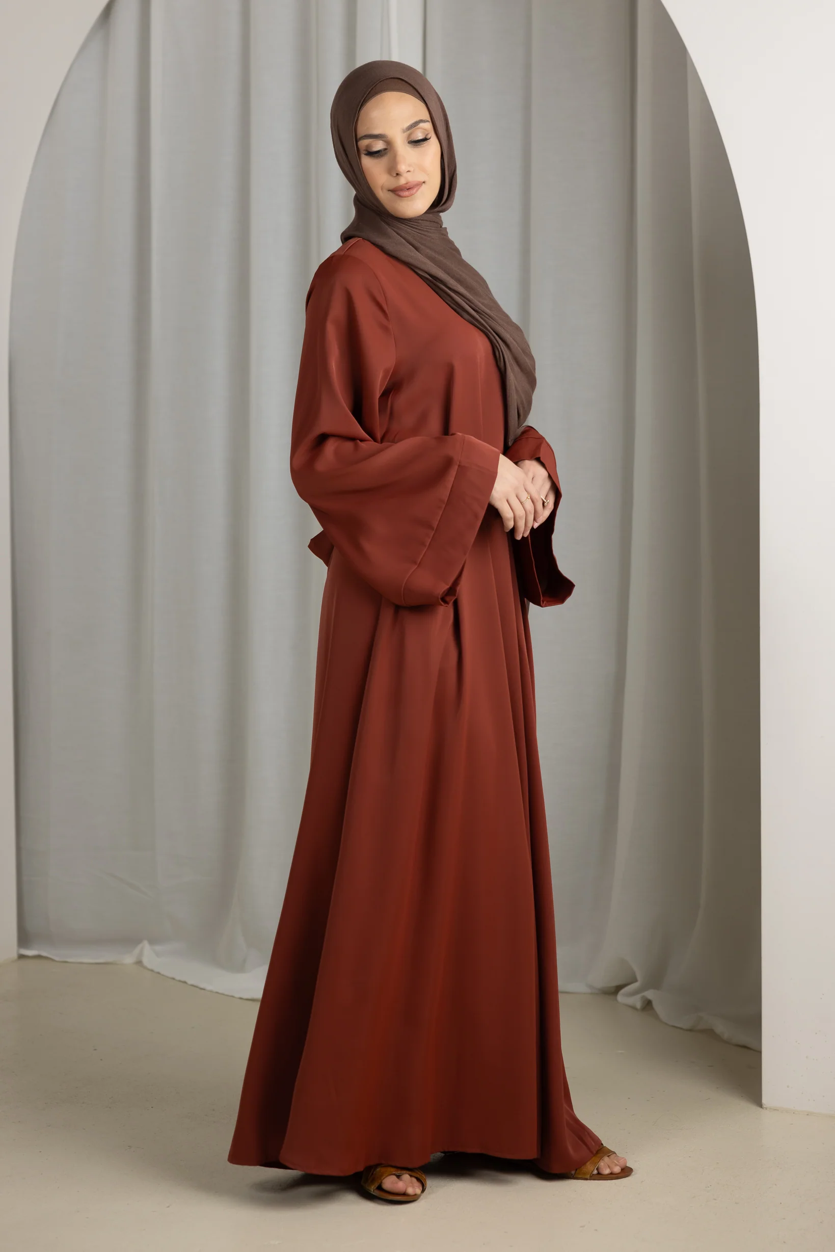 Open Sleeve Abaya - Shades of Brown - Image 8