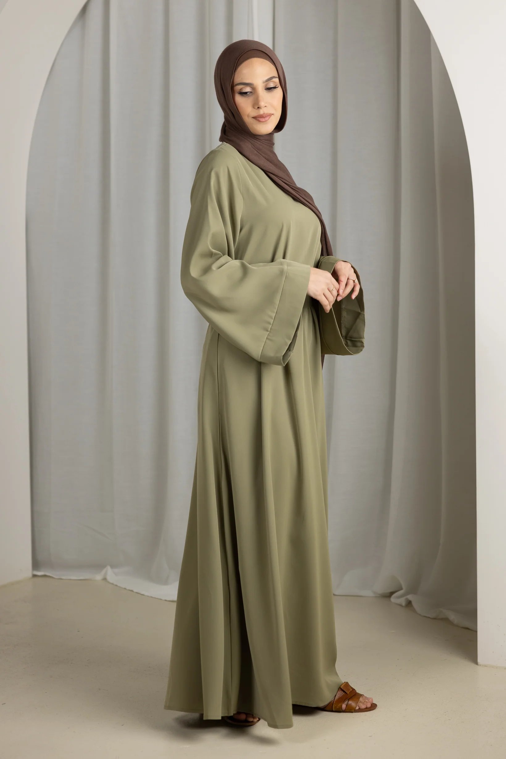 Open Sleeve Abaya - Shades of Green - Image 3