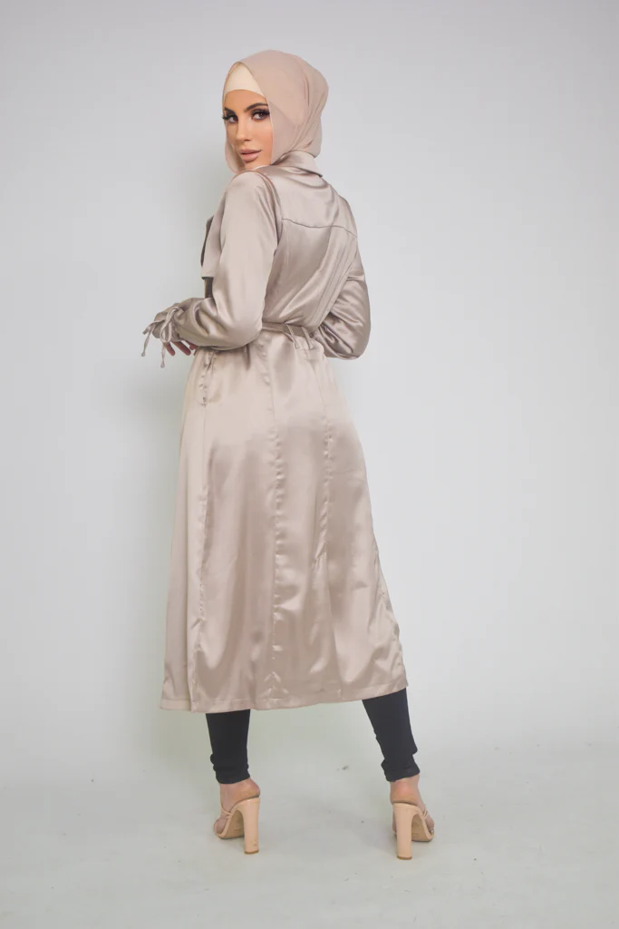 Pristine Satin Trench - Image 3