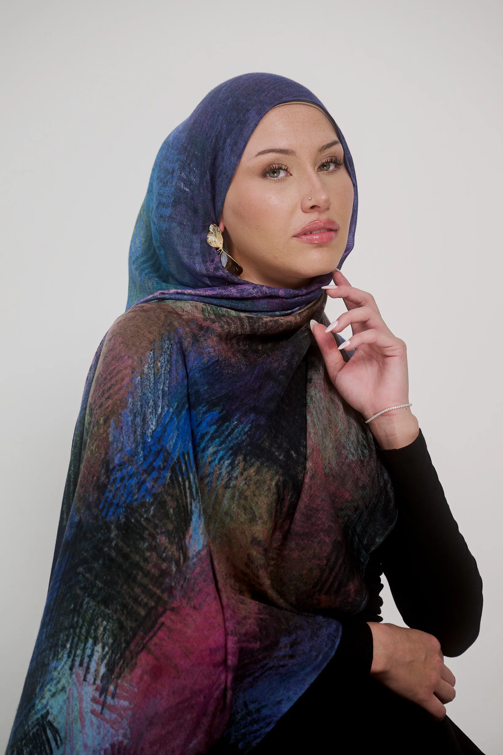 Printed Modal Shawl - Shades of Blue