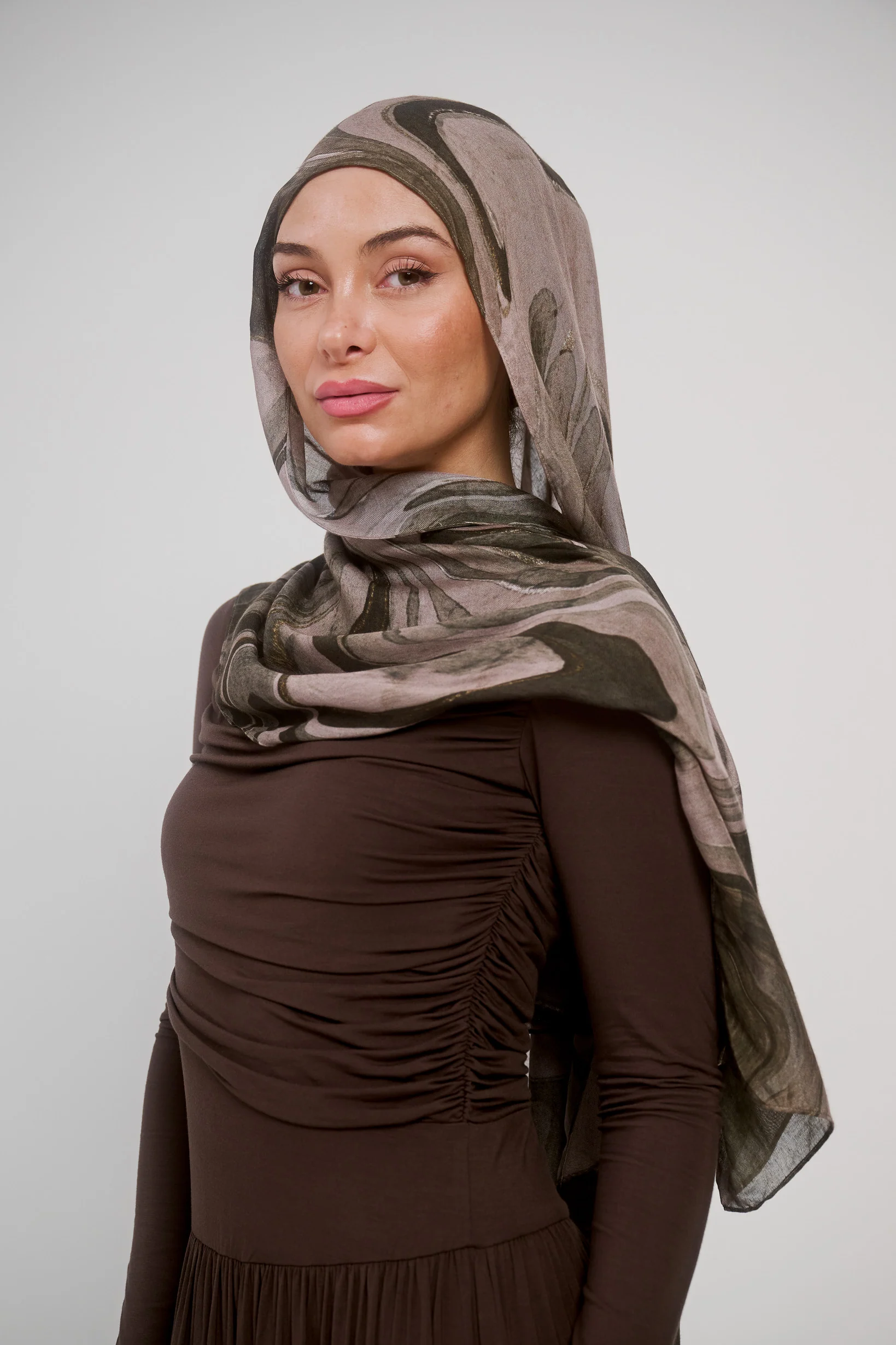 Printed Modal Shawl - Shades of Green - Image 4