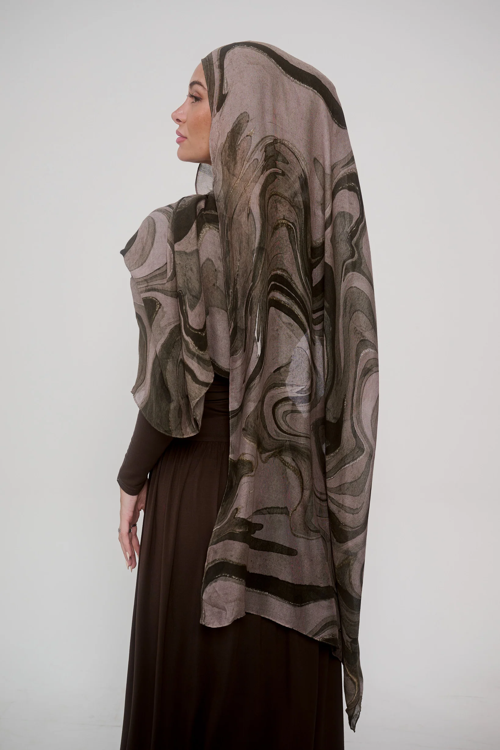 Printed Modal Shawl - Shades of Green - Image 6