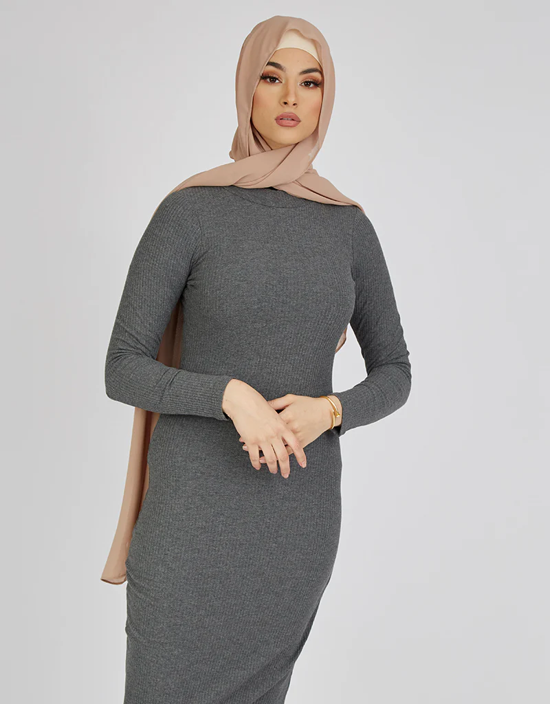 Rib Body Dress - Dark Shades - Image 7