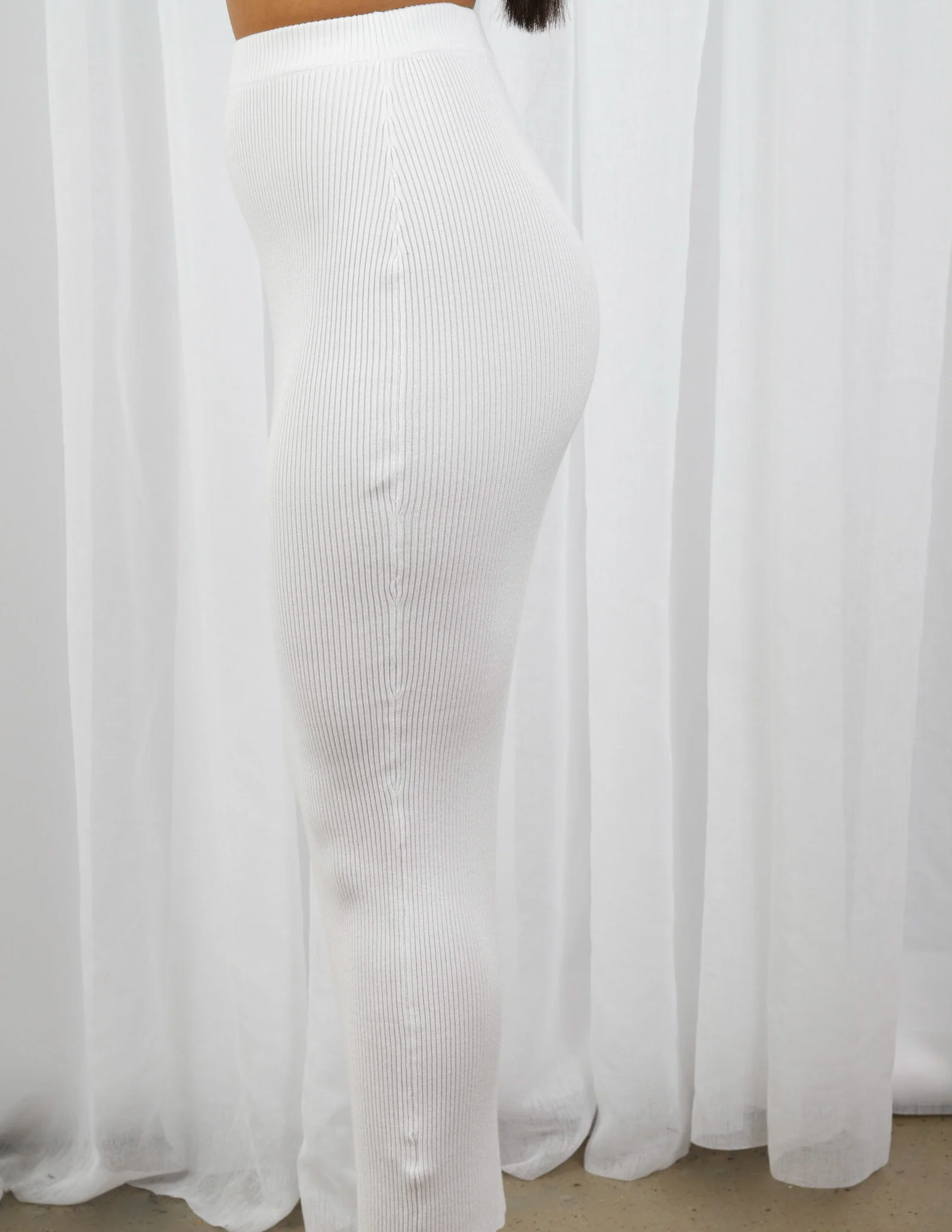 Ribbed Knit Skirt - Shades of White - Image 4
