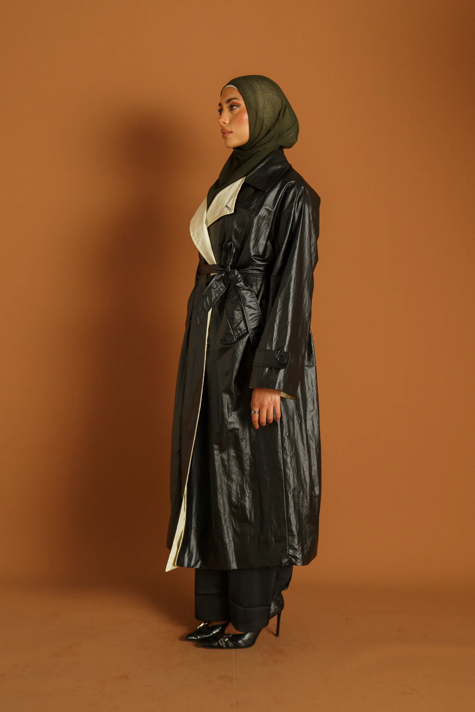 Runway Border Leather Trench - Image 3