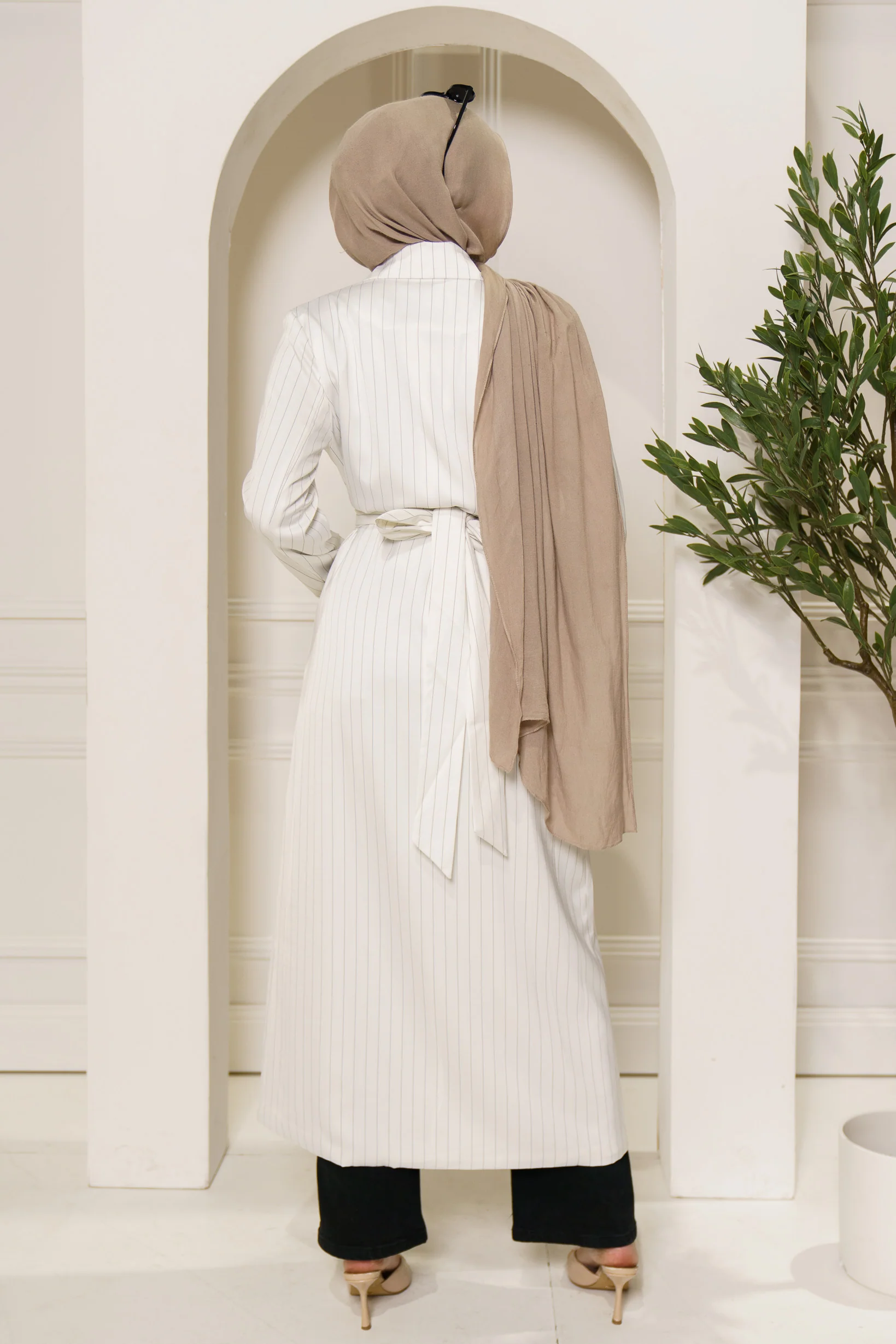 Runway Pin Stripe Satin Trench - Image 5