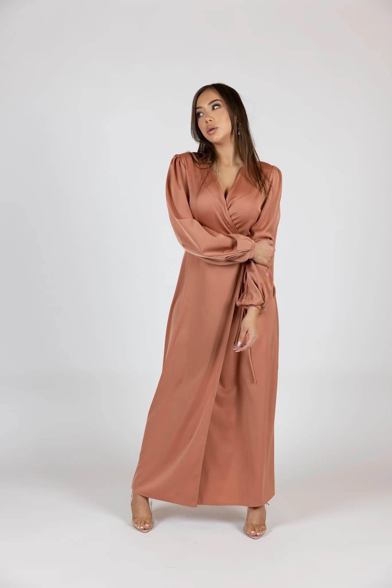 Satin Love Wrap Dress - Image 12