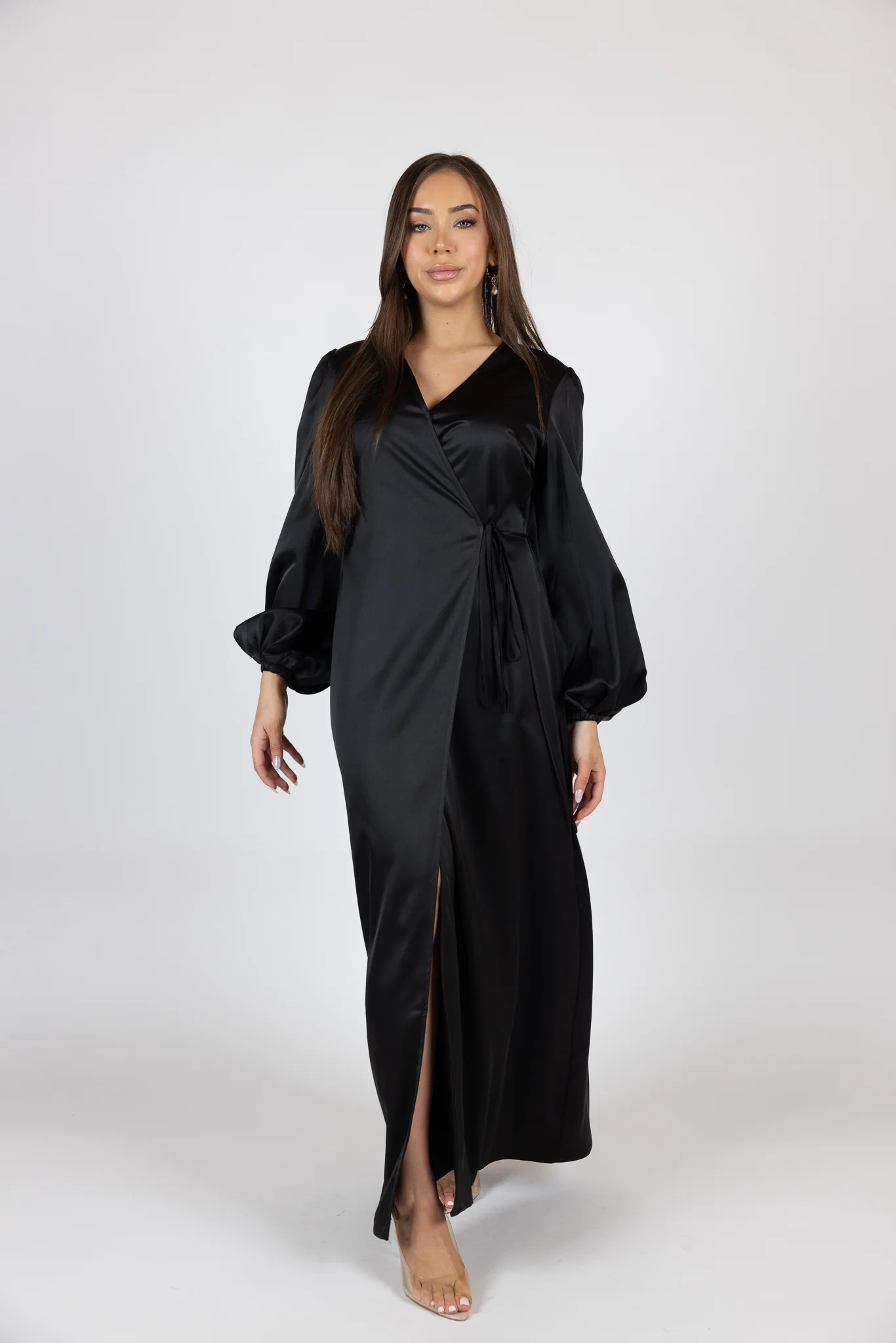 Satin Love Wrap Dress - Image 16