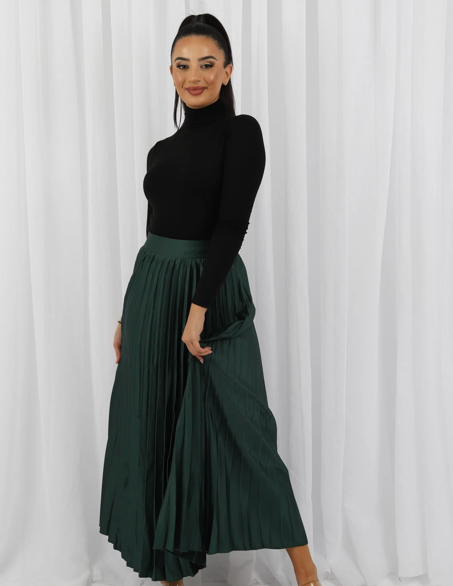 Satin Pleated Skirt - Image 11