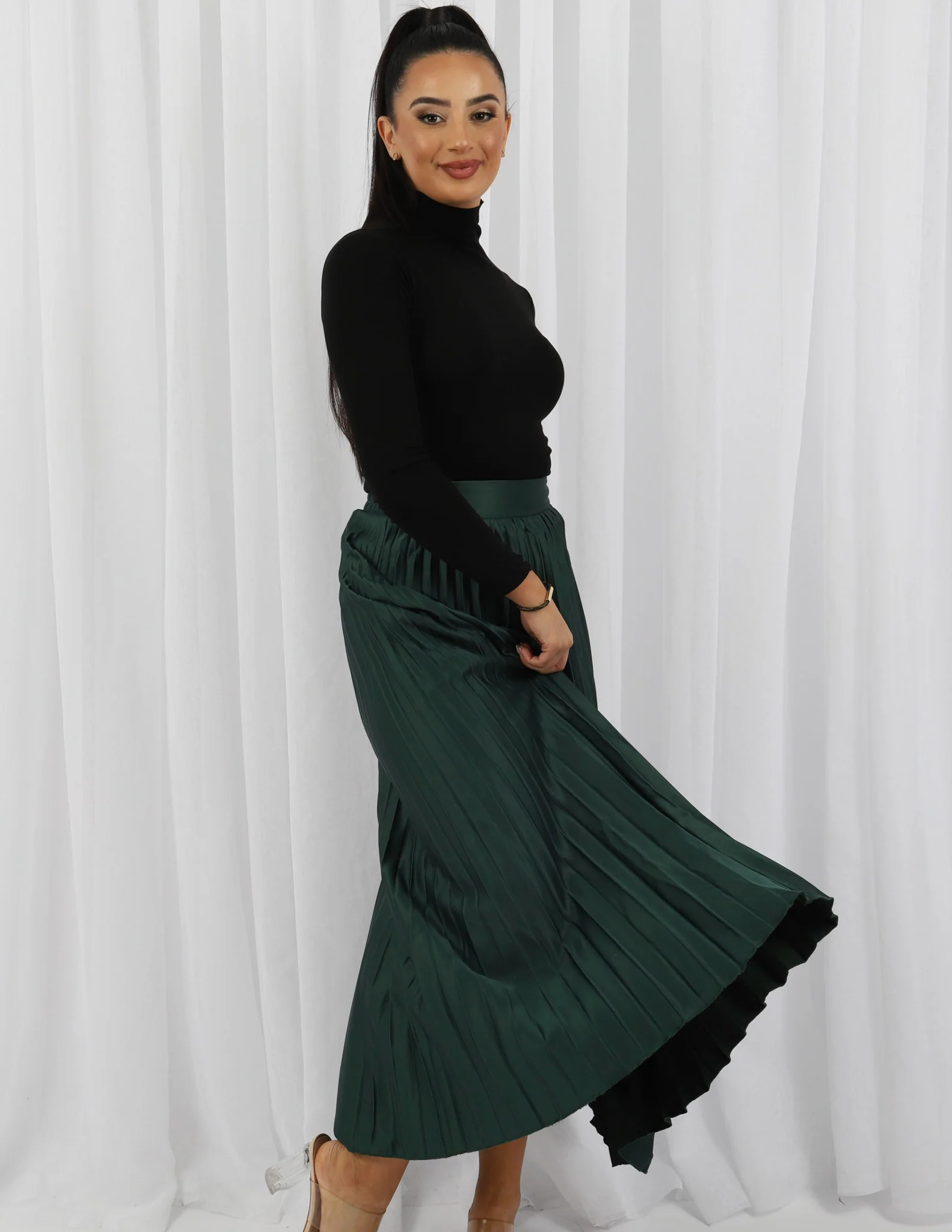 Satin Pleated Skirt - Image 12