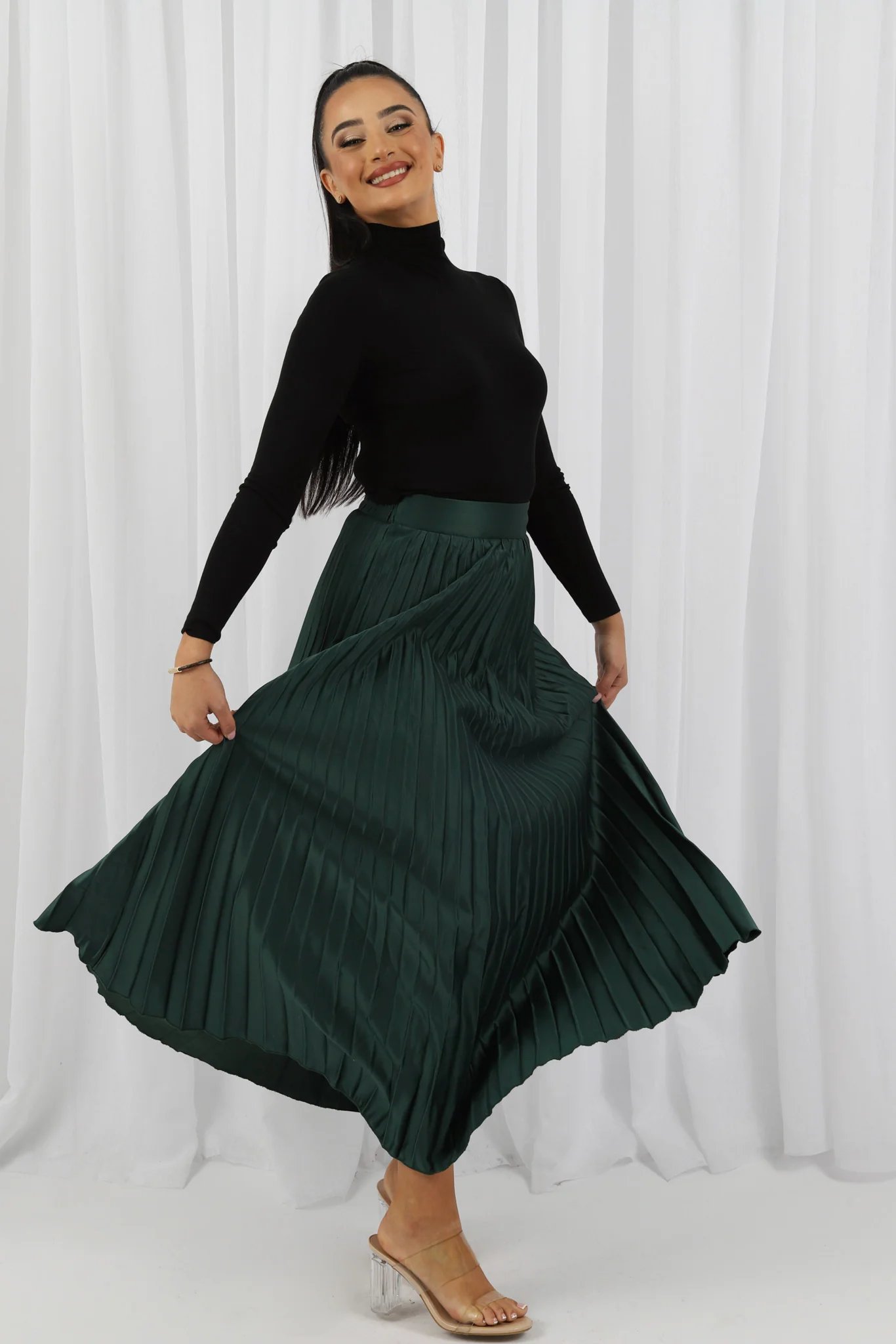 Satin Pleated Skirt - Image 14