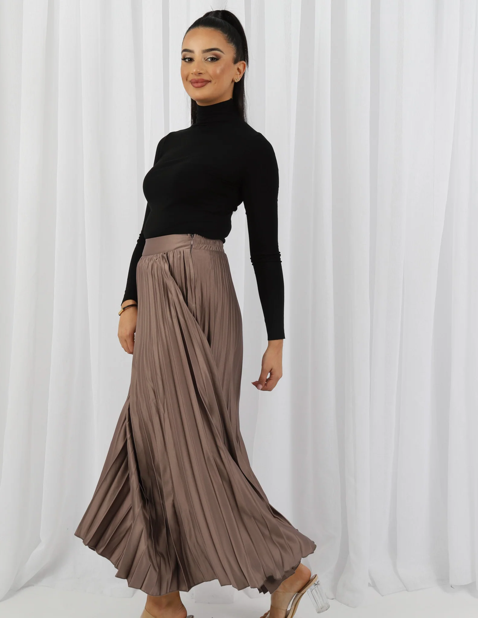 Satin Pleated Skirt - Image 3