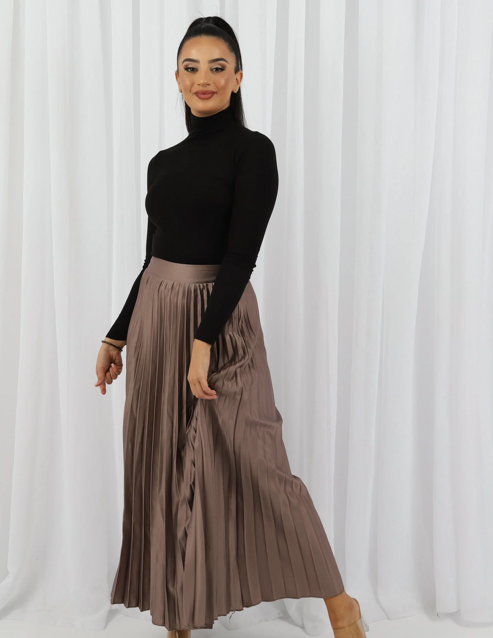 Satin Pleated Skirt - Image 5