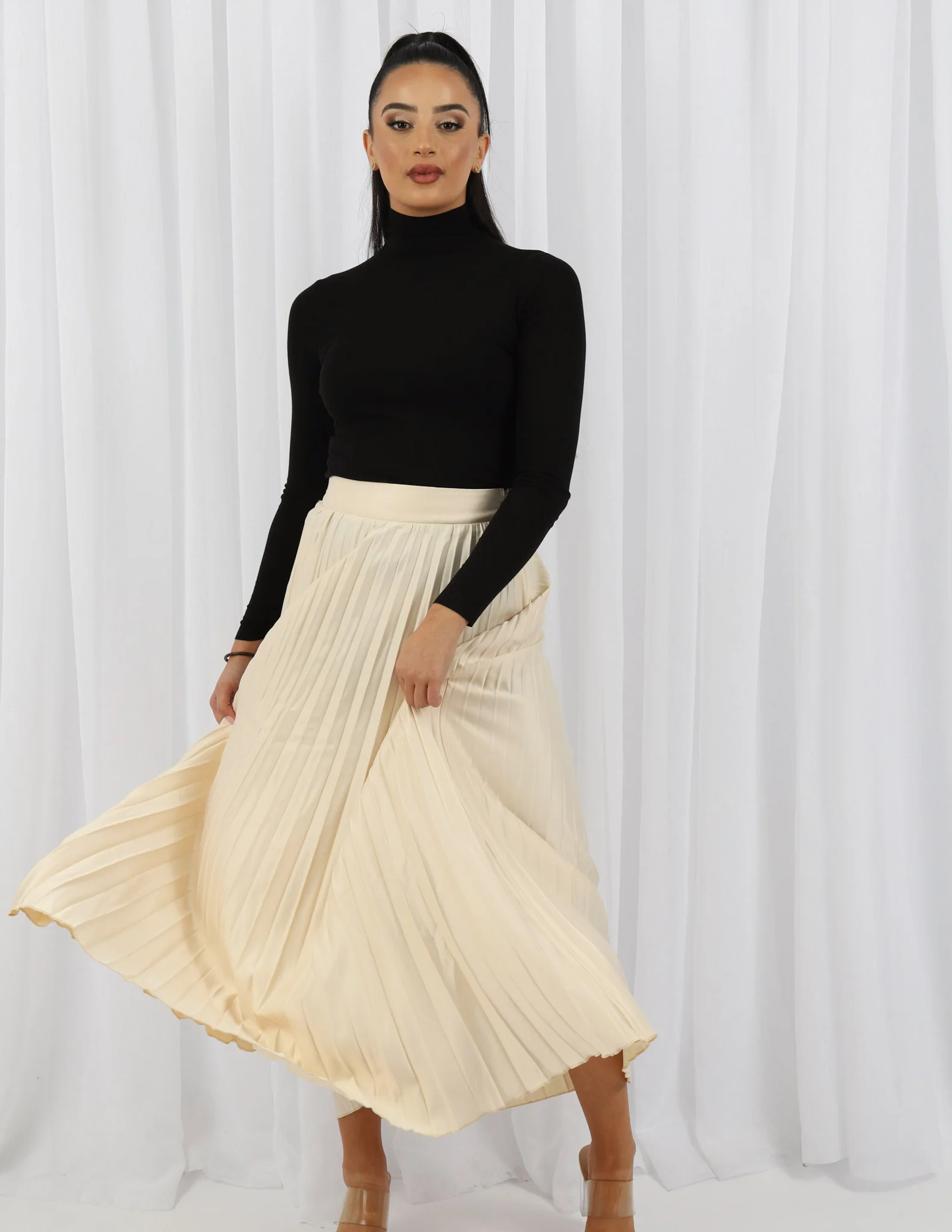 Satin Pleated Skirt - Image 6