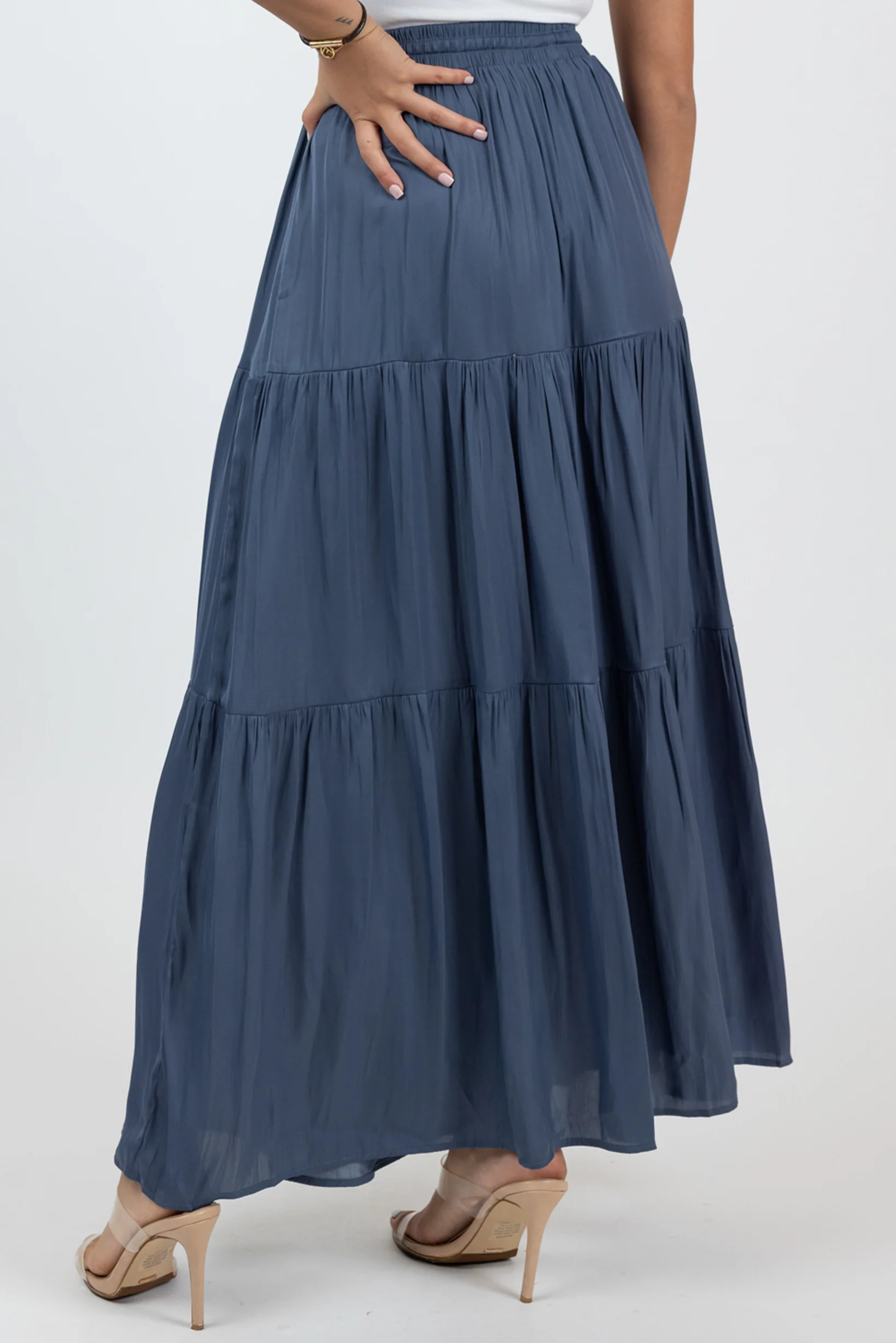 Satin Skirt 3 Tier Button - Image 10