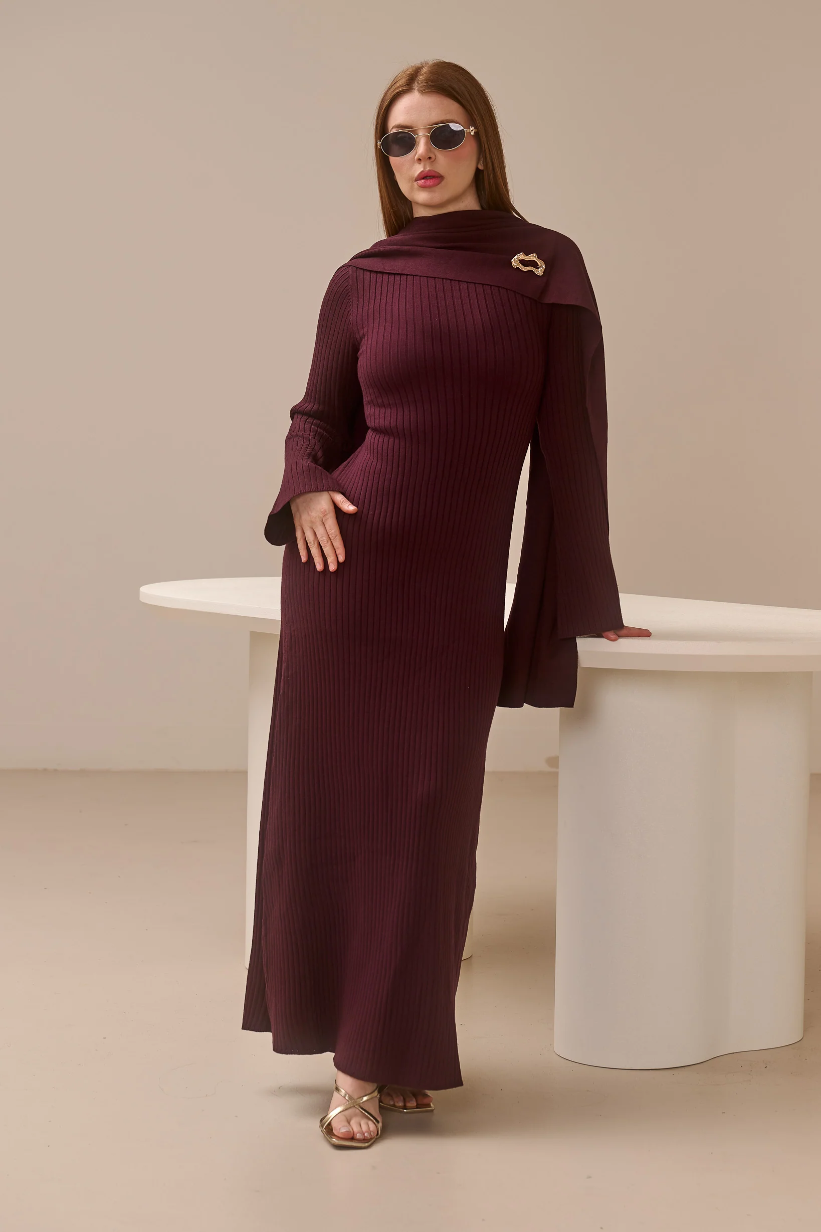 Scarlet Knit Scarf Dress - Image 5