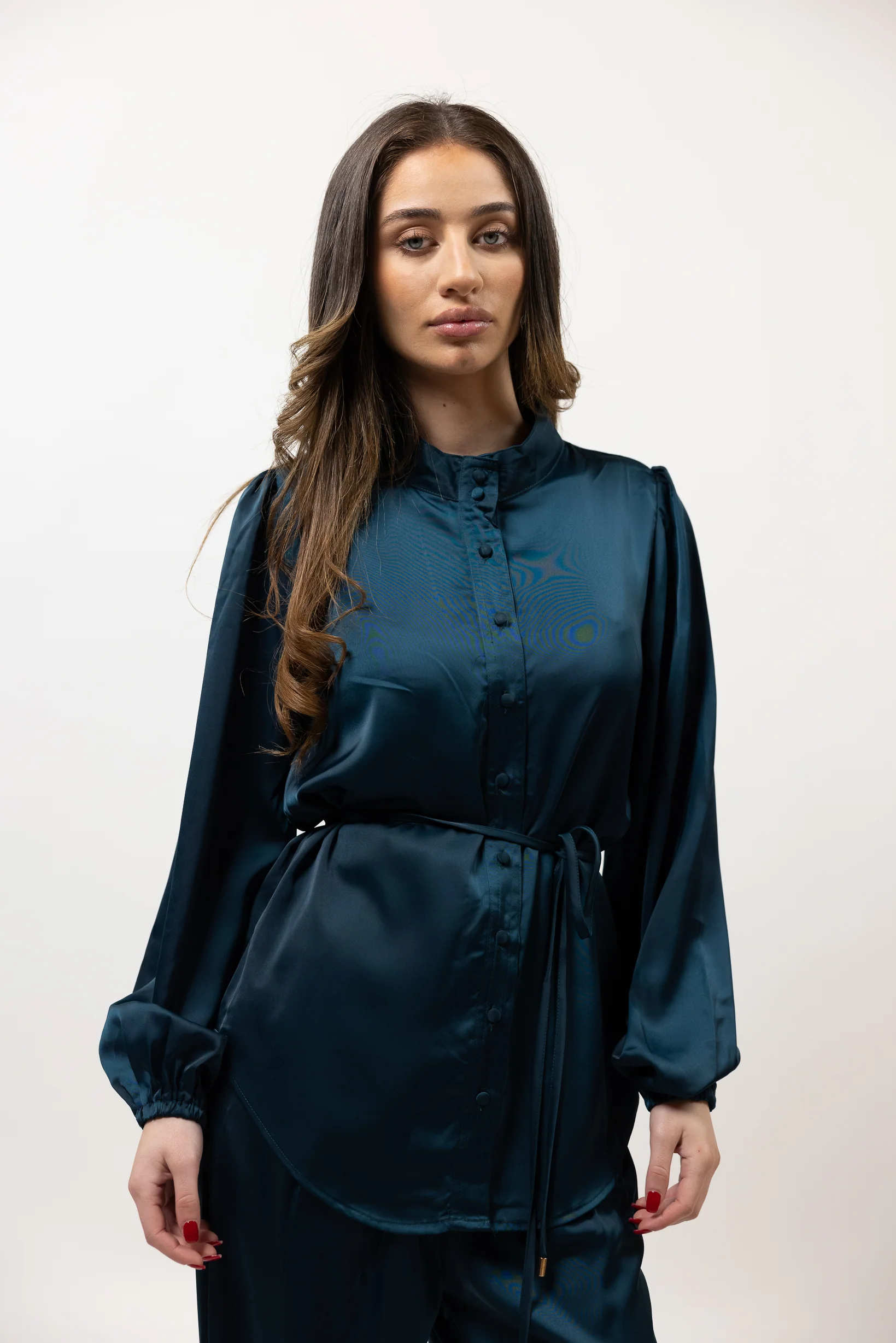 Sera Satin Tie Shirt - Image 6