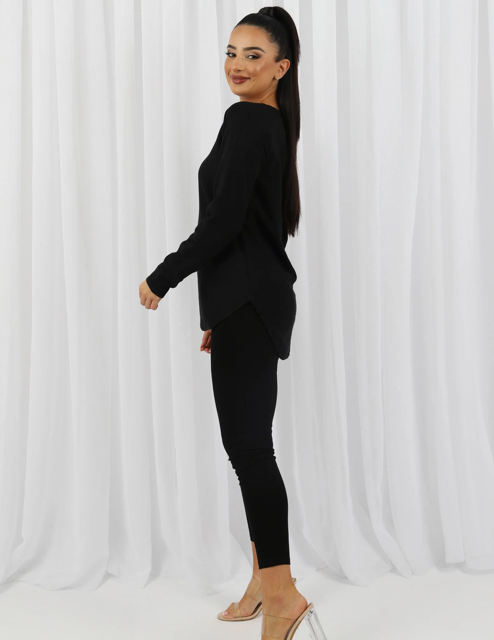Short Knit Loop Top - Dark Shades - Image 9