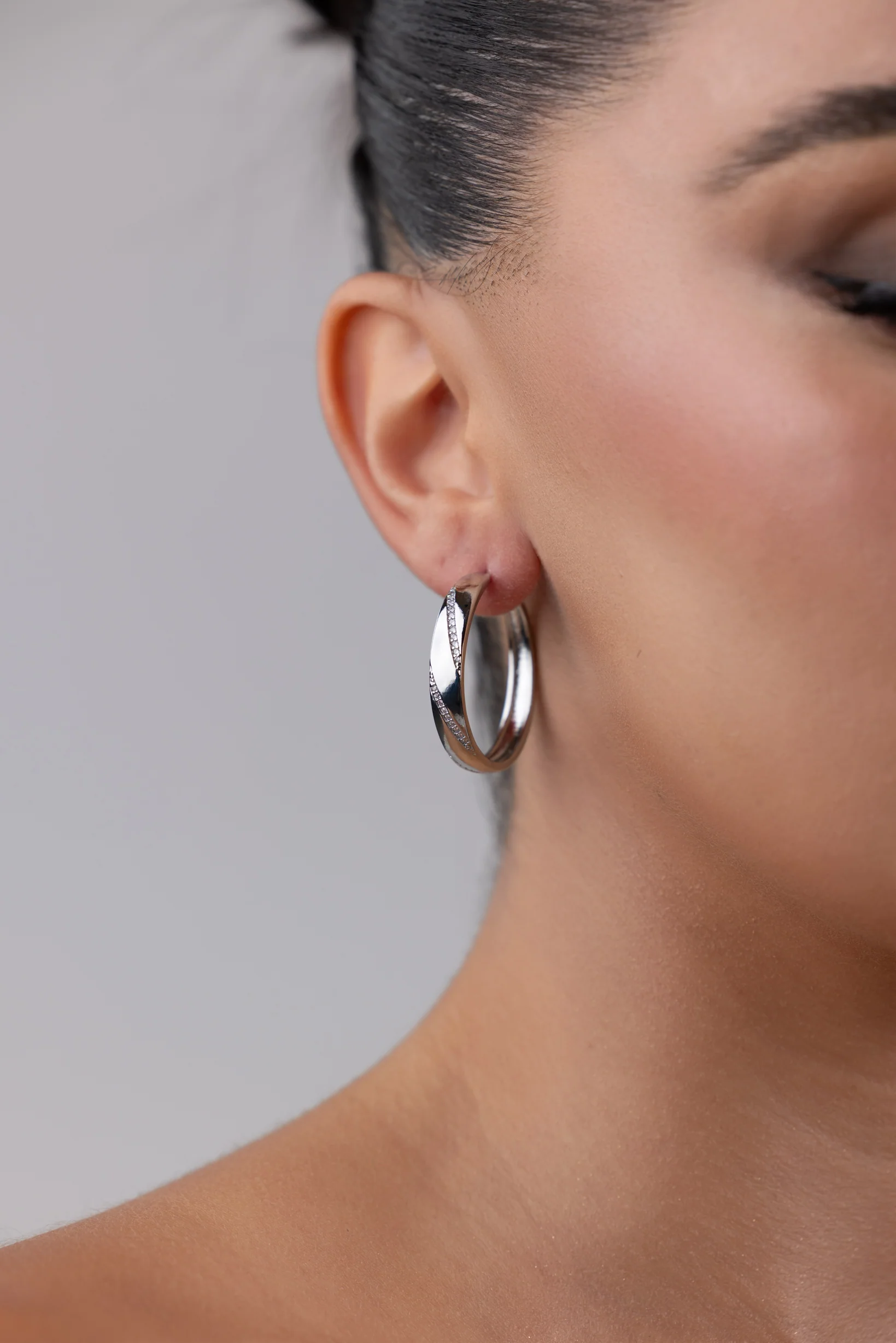 Small Hoop Diamonte Earrings - Image 3
