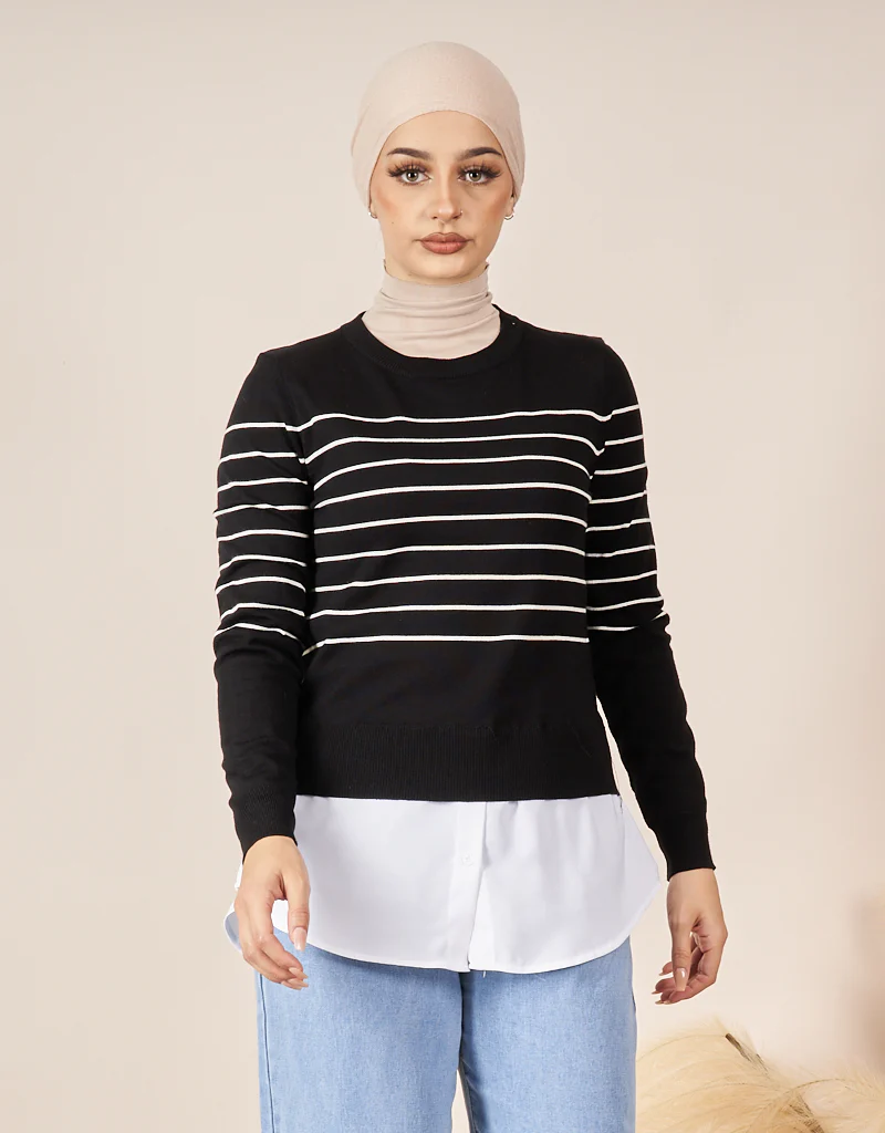 Stripe Knit Chiffon Jumper - Image 10