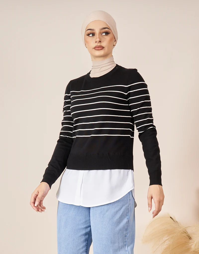 Stripe Knit Chiffon Jumper - Image 11