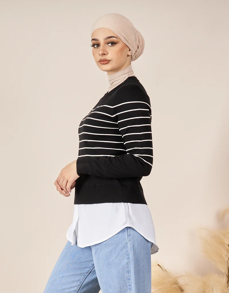 Stripe Knit Chiffon Jumper - Image 12