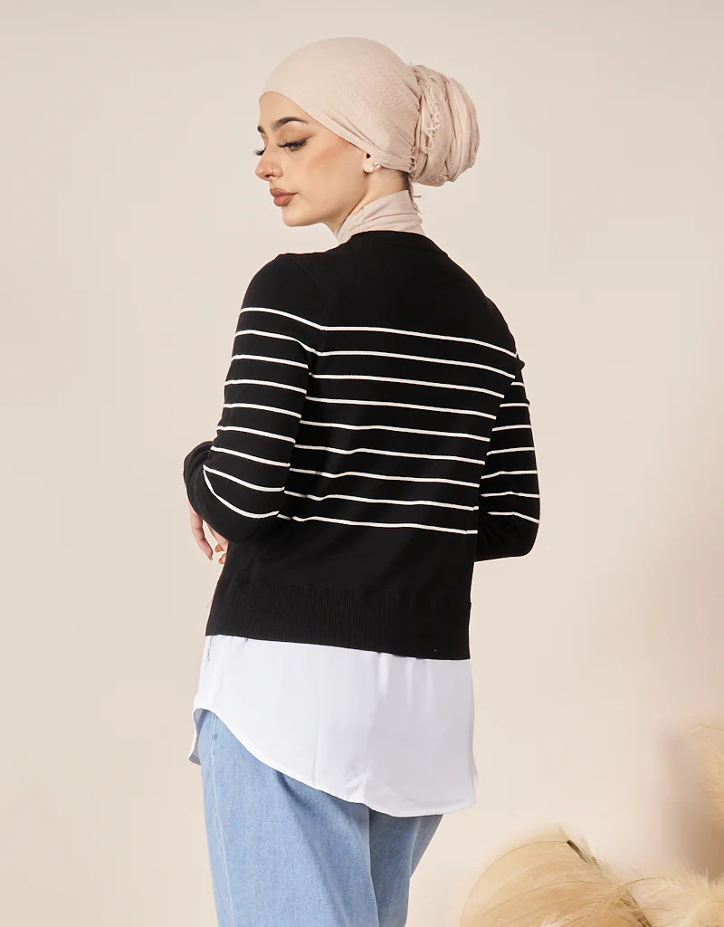 Stripe Knit Chiffon Jumper - Image 13