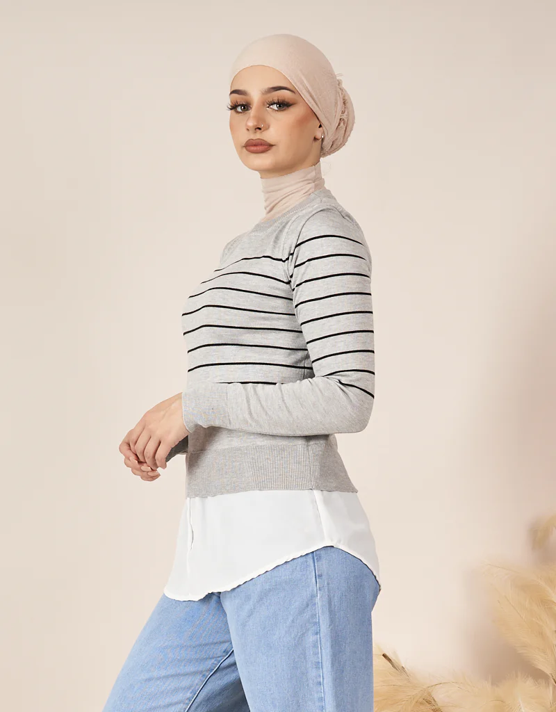 Stripe Knit Chiffon Jumper - Image 17